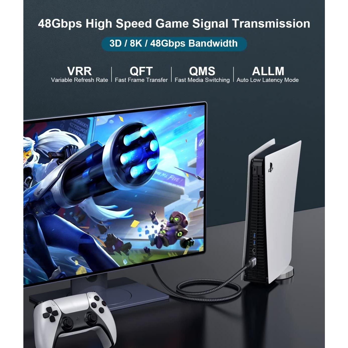 Cable HDMI 2.1 Adauxter 0.5m Ultra Alta Velocidad 48Gbps