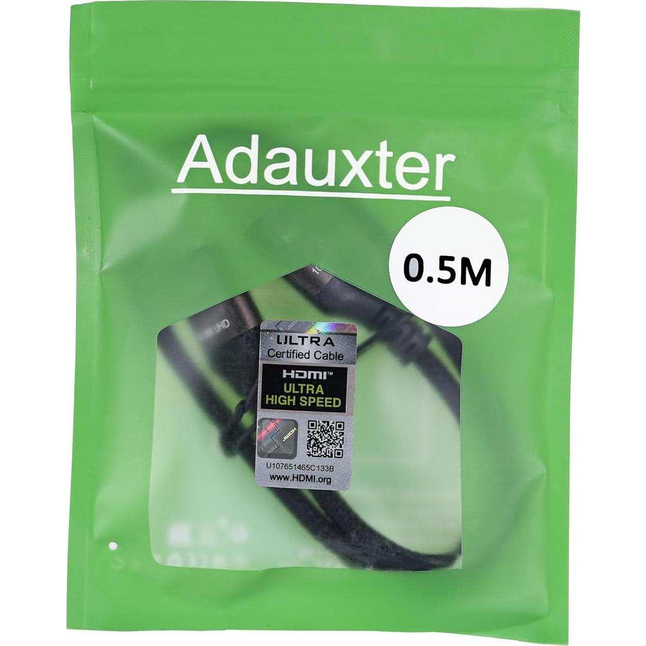 Cable HDMI 2.1 Adauxter 0.5m Ultra Alta Velocidad 48Gbps