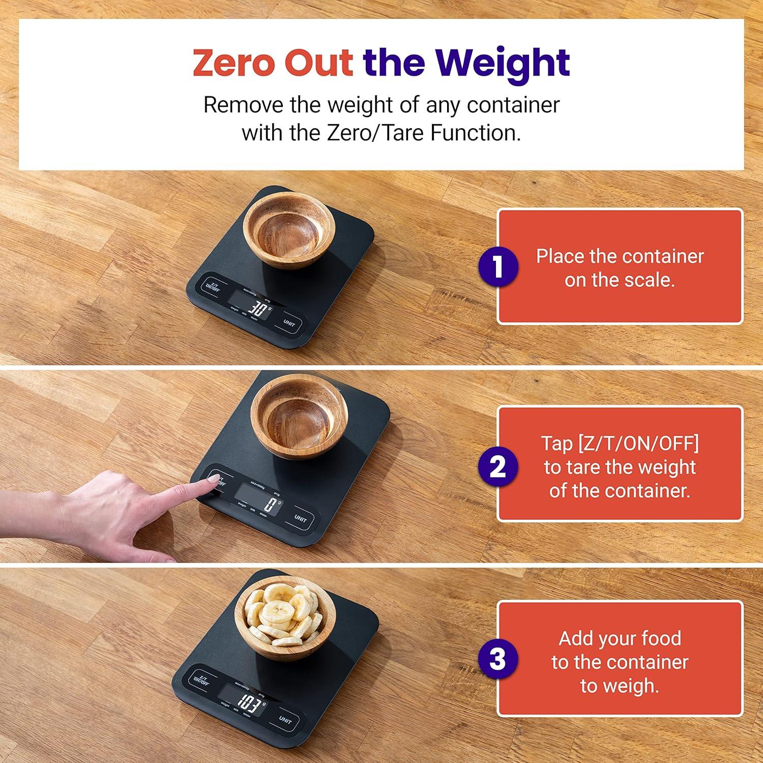 Balanza de Cocina Digital Etekcity 5000g Precisa Grande Negra