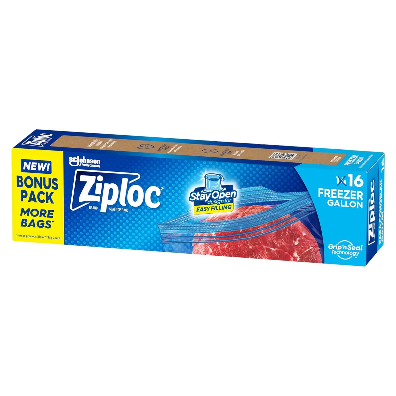 Bolsas de Congelador Ziploc de 3.78L - 16 Unidades Reutilizables