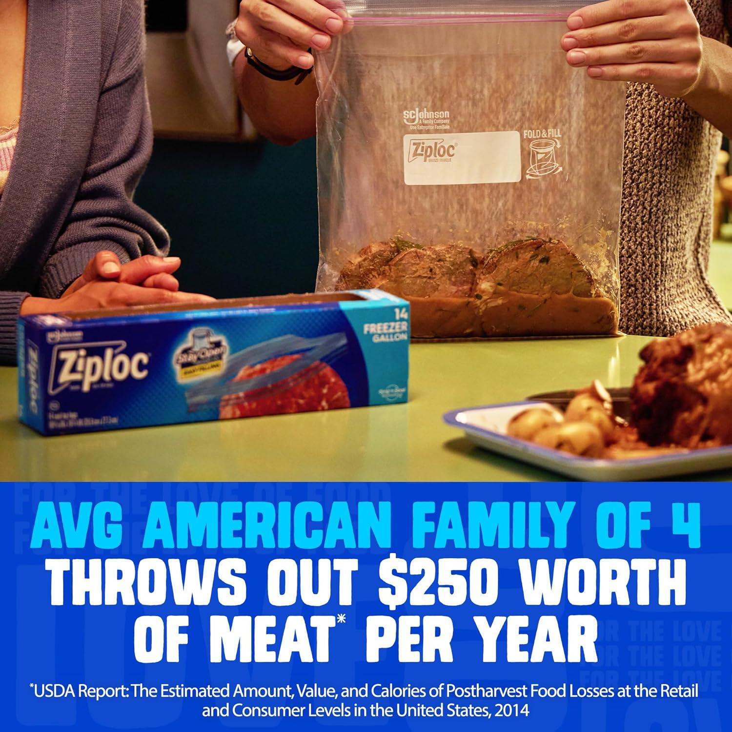 Bolsas de Congelador Ziploc de 3.78L - 16 Unidades Reutilizables