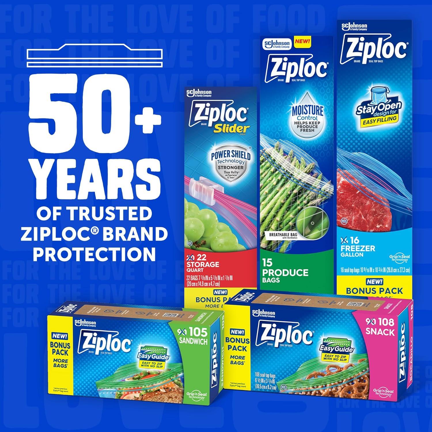 Bolsas de Congelador Ziploc de 3.78L - 16 Unidades Reutilizables