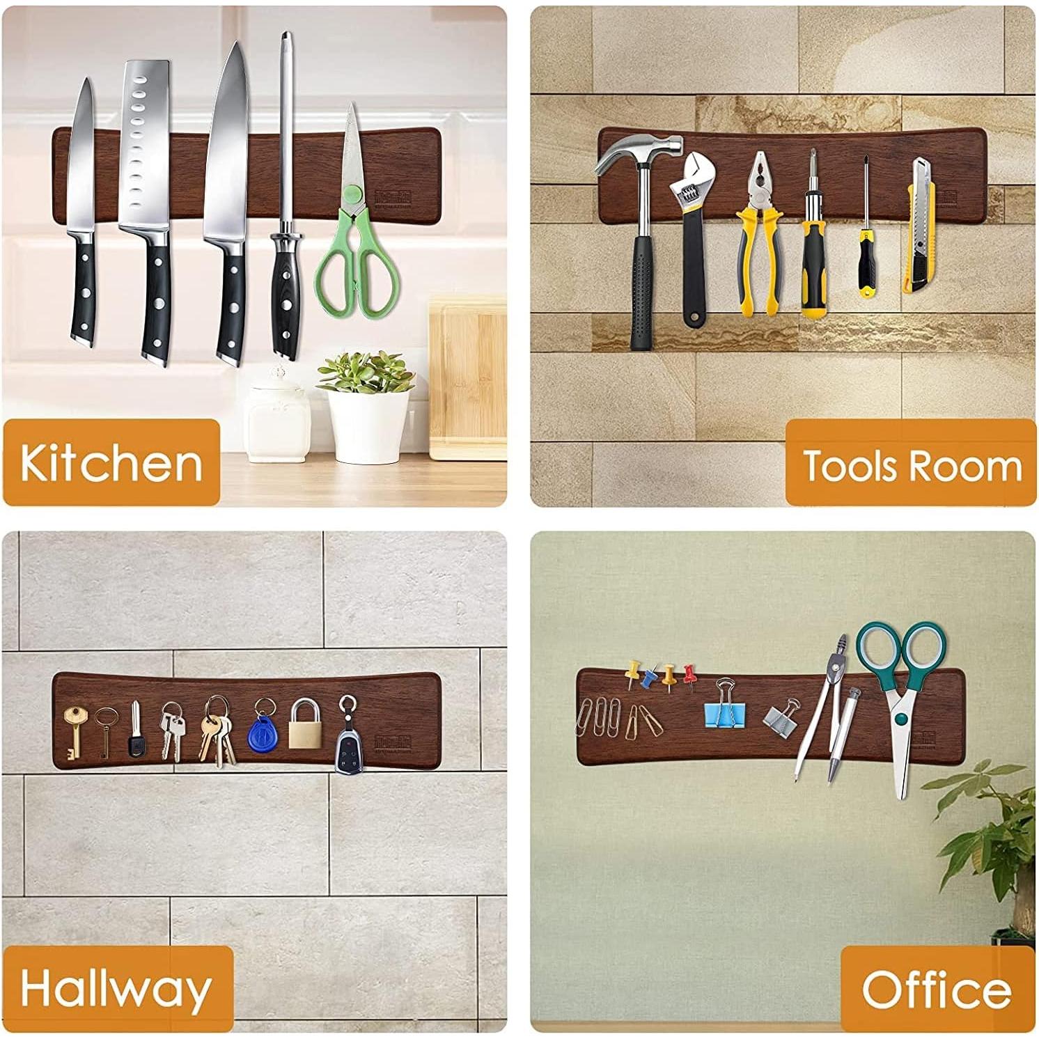 Tira Magnética para Cuchillos HOSHANHO 25 cm Madera Acacia