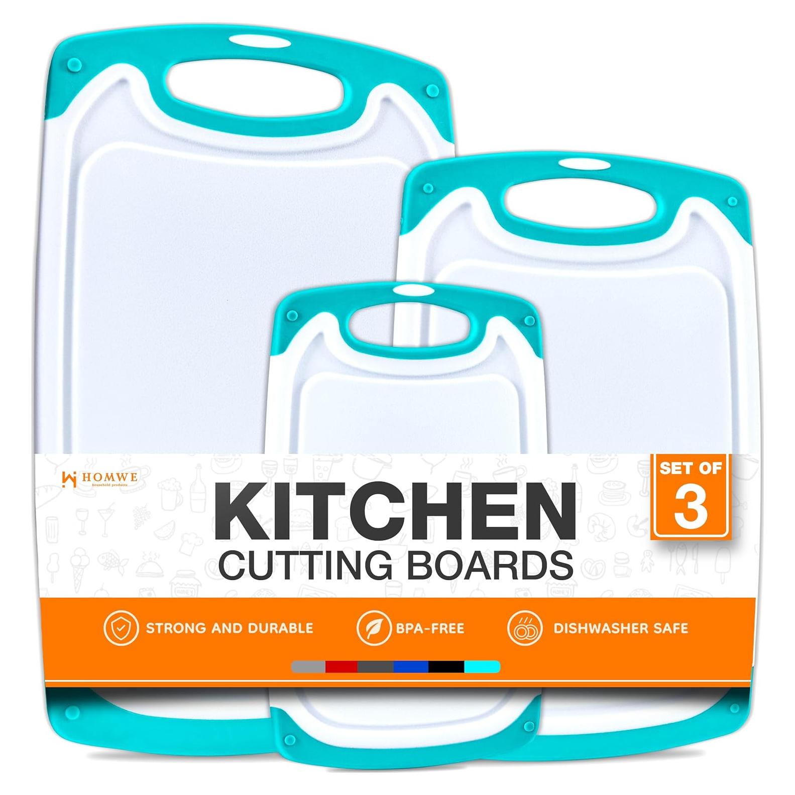 Juego de Tablas de Cortar HOMWE - 3 Piezas Reversibles Aqua