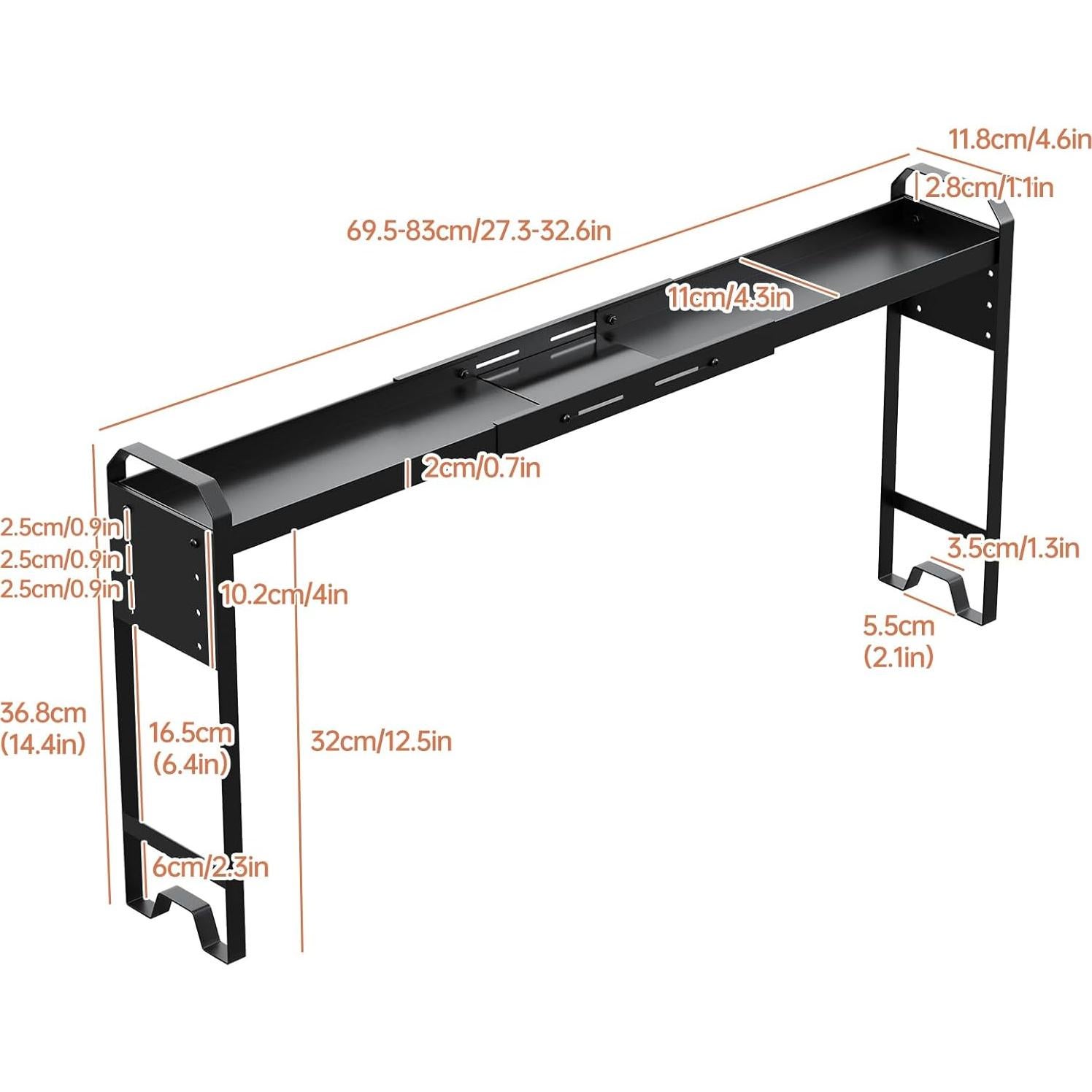 Estante de Especias WOCHUANGSI Negro Expandible 69.2-82.7 cm