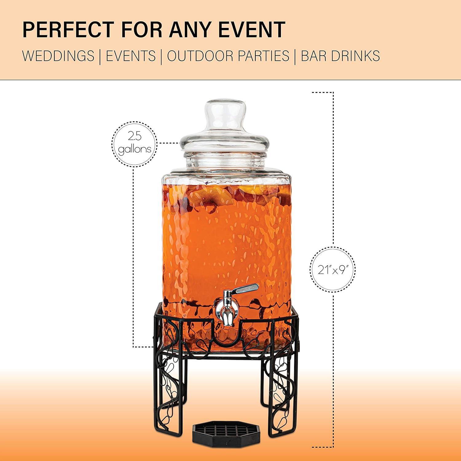 Dispensador de Bebidas de Vidrio 9.46L con Grifo Acero Inoxidable