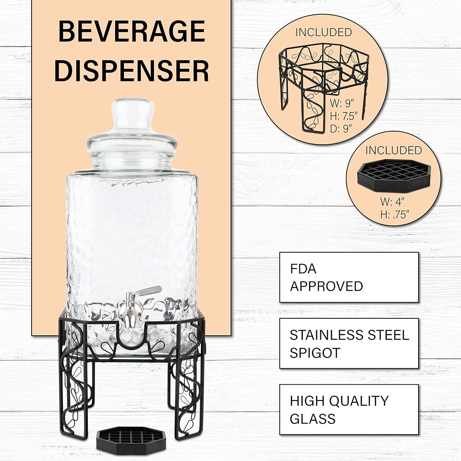 Dispensador de Bebidas de Vidrio 9.46L con Grifo Acero Inoxidable