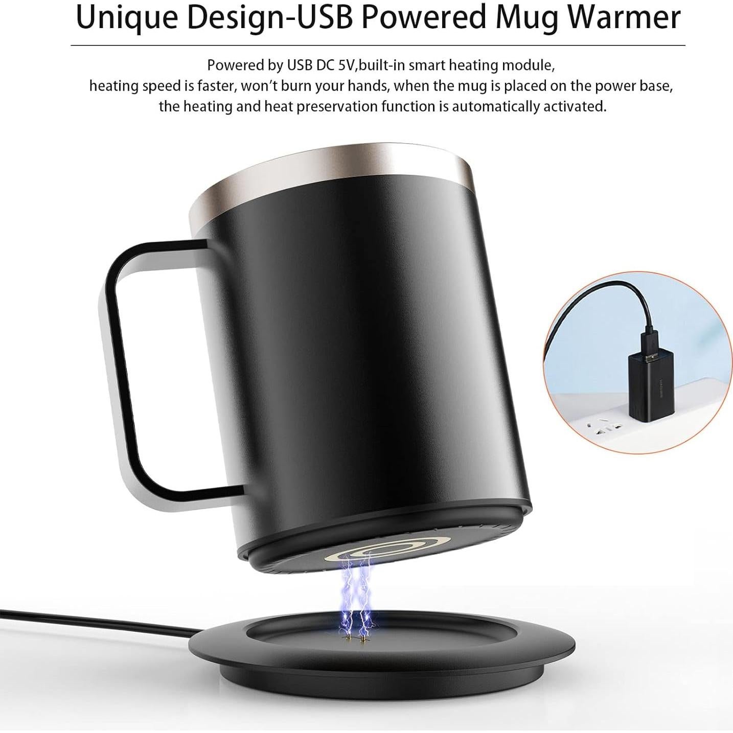 Taza de café autocalentable YIMUBREEZ 355ml USB Negro