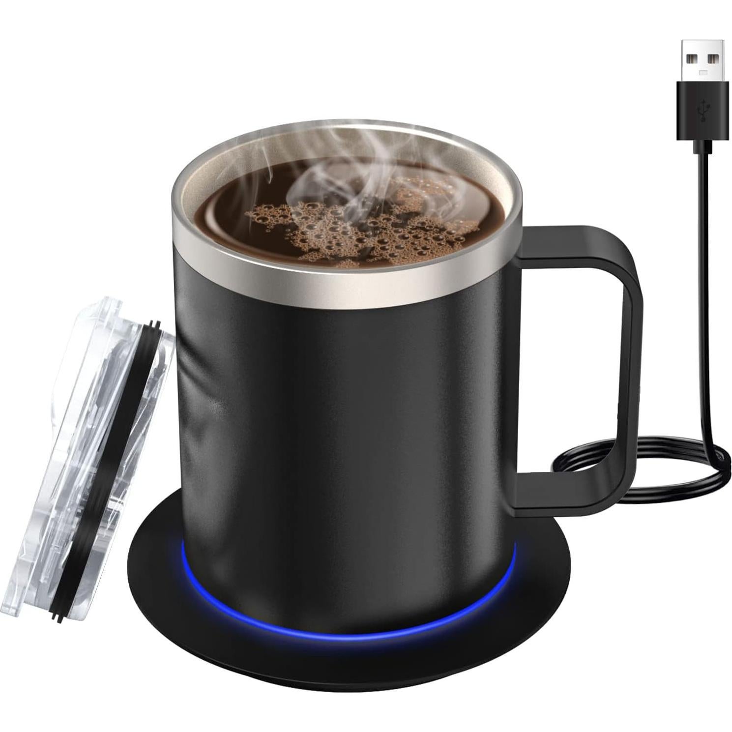 Taza de café autocalentable YIMUBREEZ 355ml USB Negro