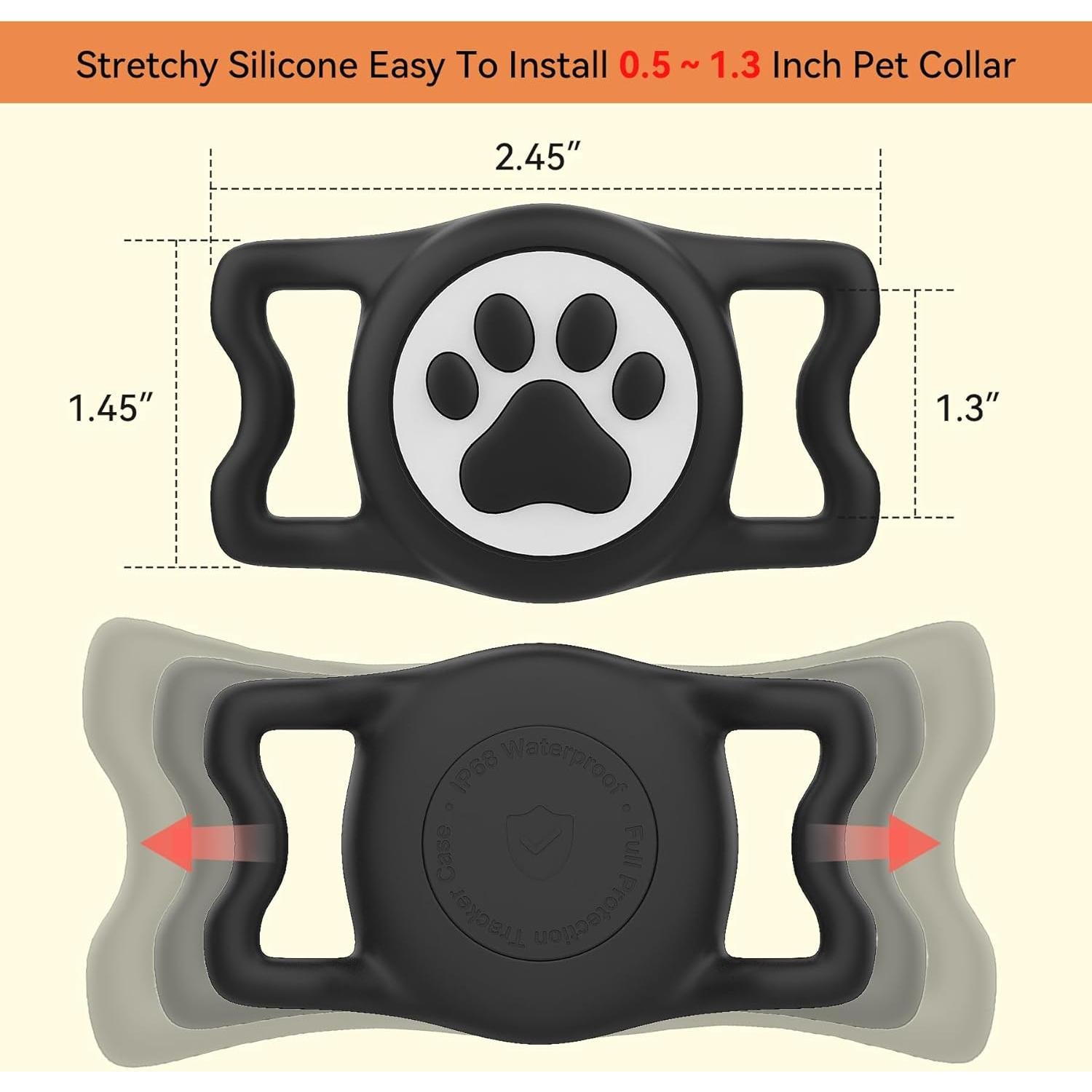 Soporte para Airtag de Perro SignFaith IP68 2-Pack Negro
