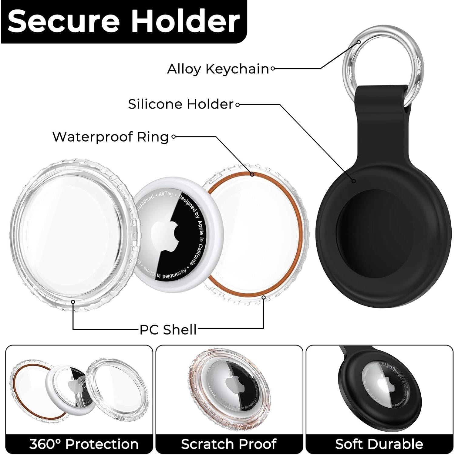 Paquete de 4 Fundas Impermeables para AirTag Apple AK