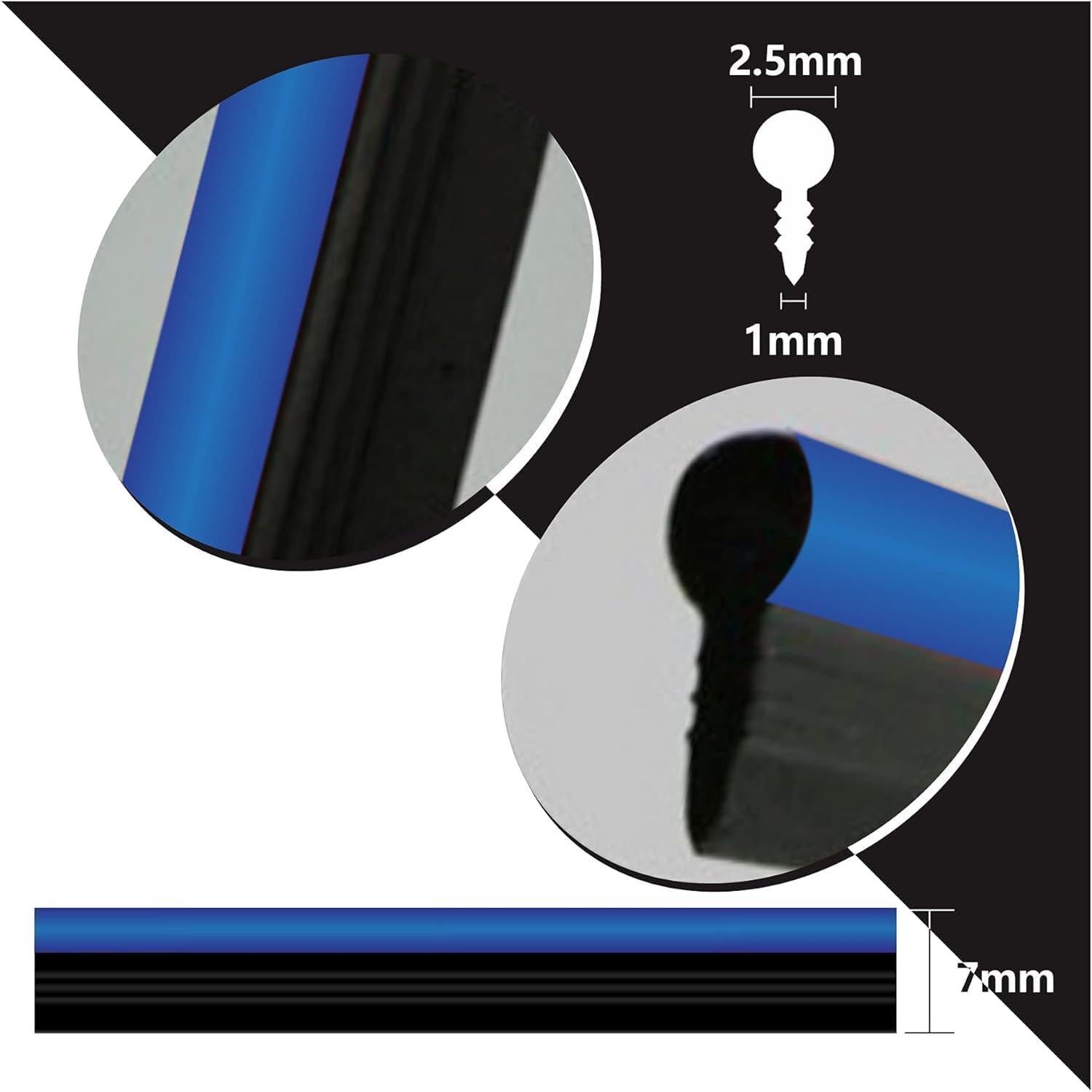 Tira de Recorte de Tablero Cromo Azul 3m TIKUN TECH Ajuste Universal