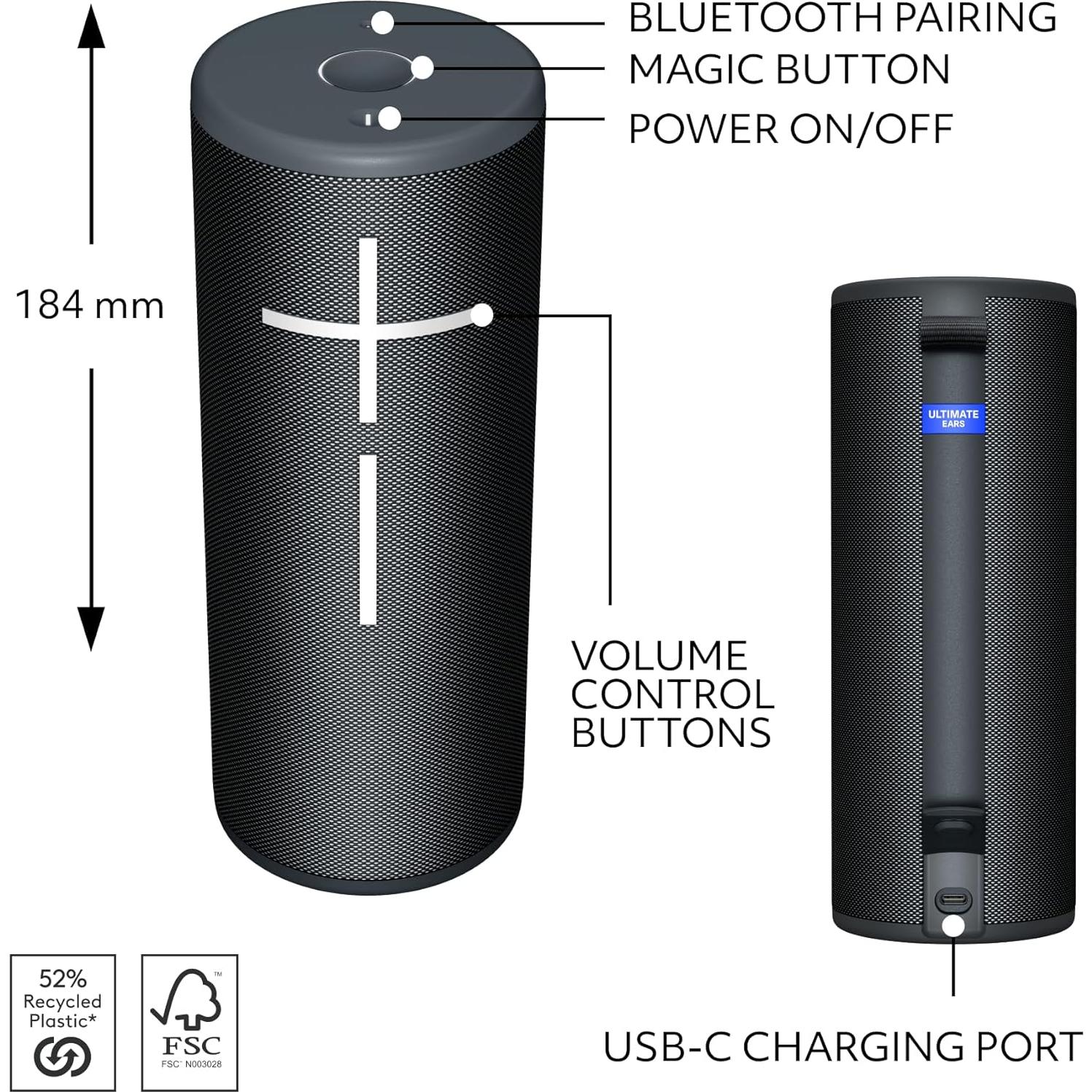 Altavoz Bluetooth Ultimate Ears Boom 4 Impermeable 15h Negro