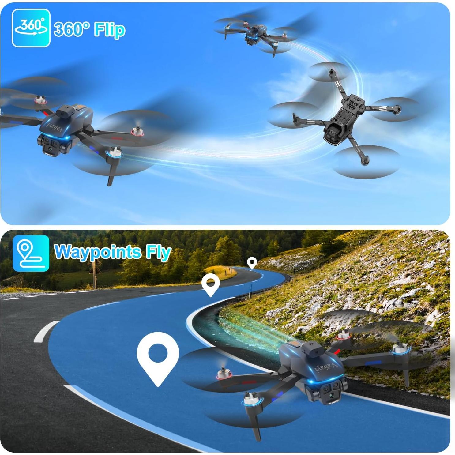 Drone Valiayi Plegable con Cámara 480P para Principiantes