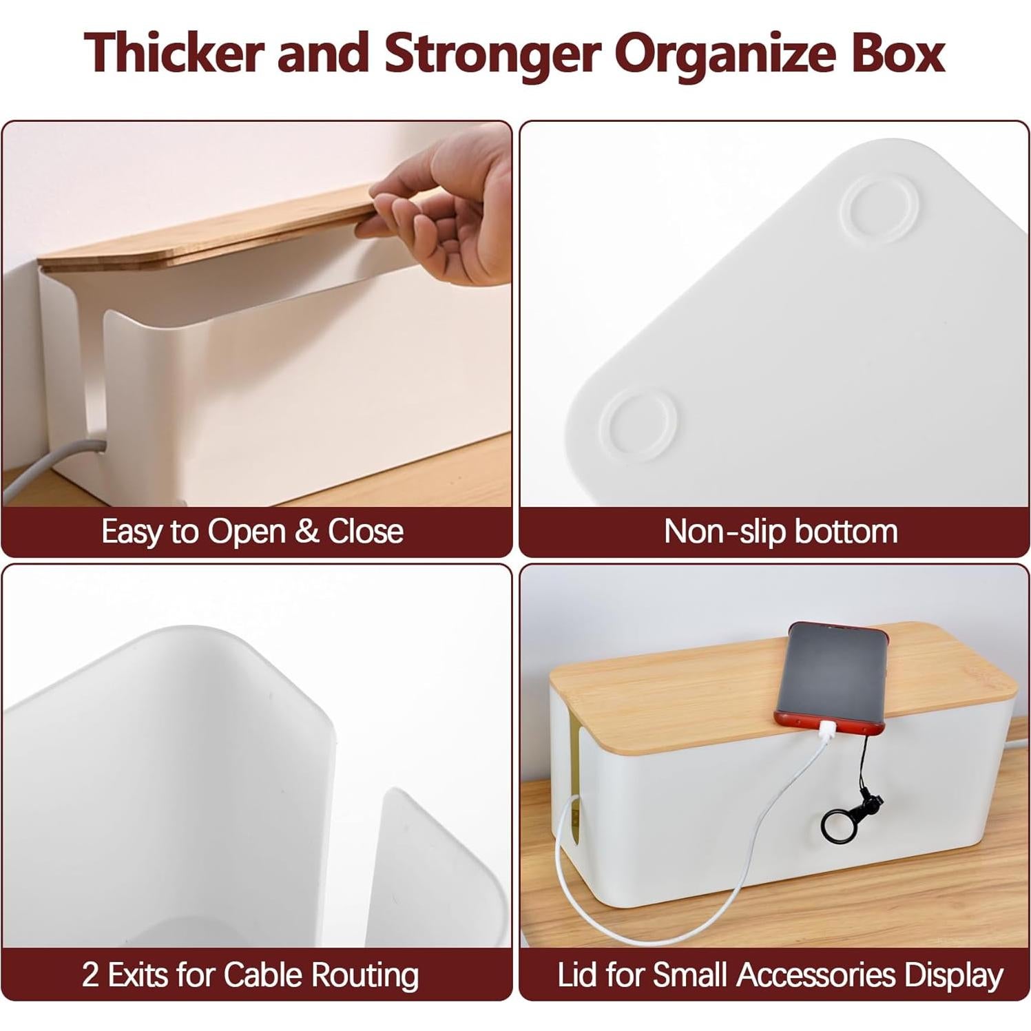 Caja Organizadora de Cables MAXTBEE Paquete de 2 Blanca