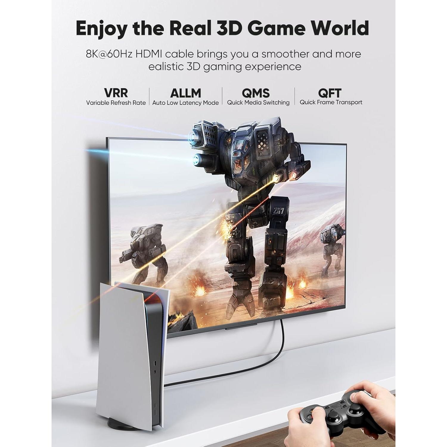 Cable HDMI 2.1 Snowkids 0.46m 48Gbps 8K 60Hz Compatible TV