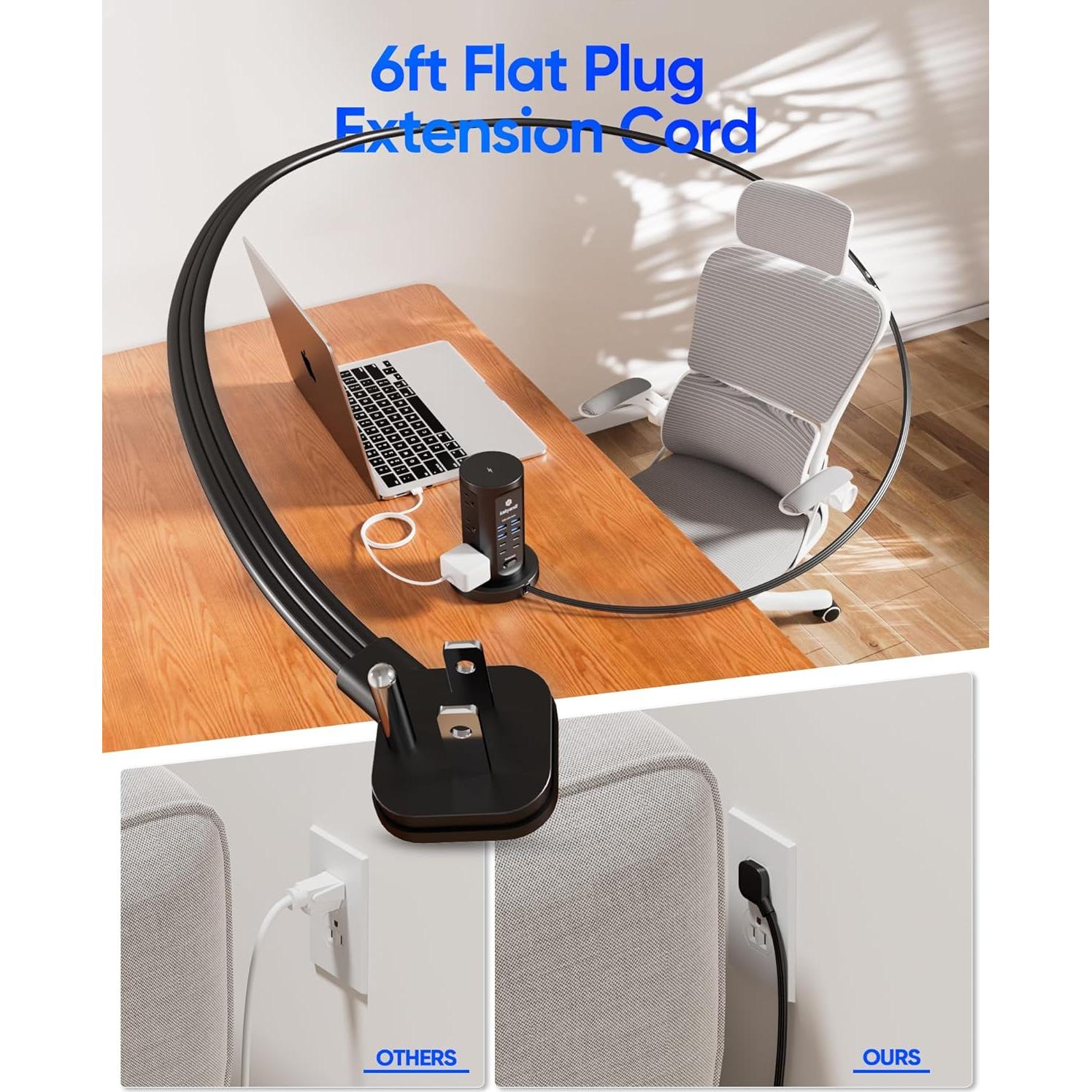 Regleta de Energía Torre Kakyanill 10 Salidas AC 8 USB Negro