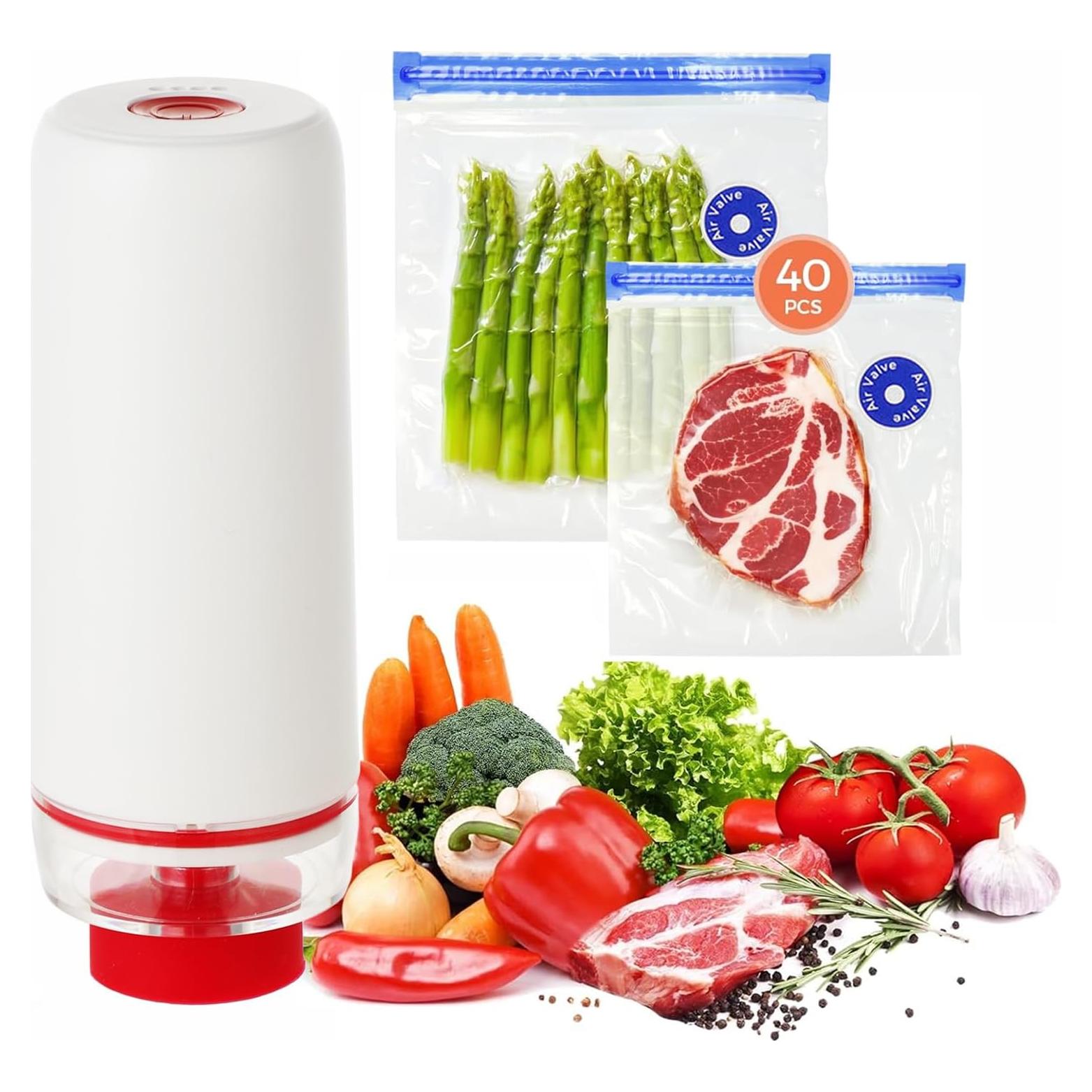 Sellador de Vacío Portátil ZABINS + 40 Bolsas Reutilizables