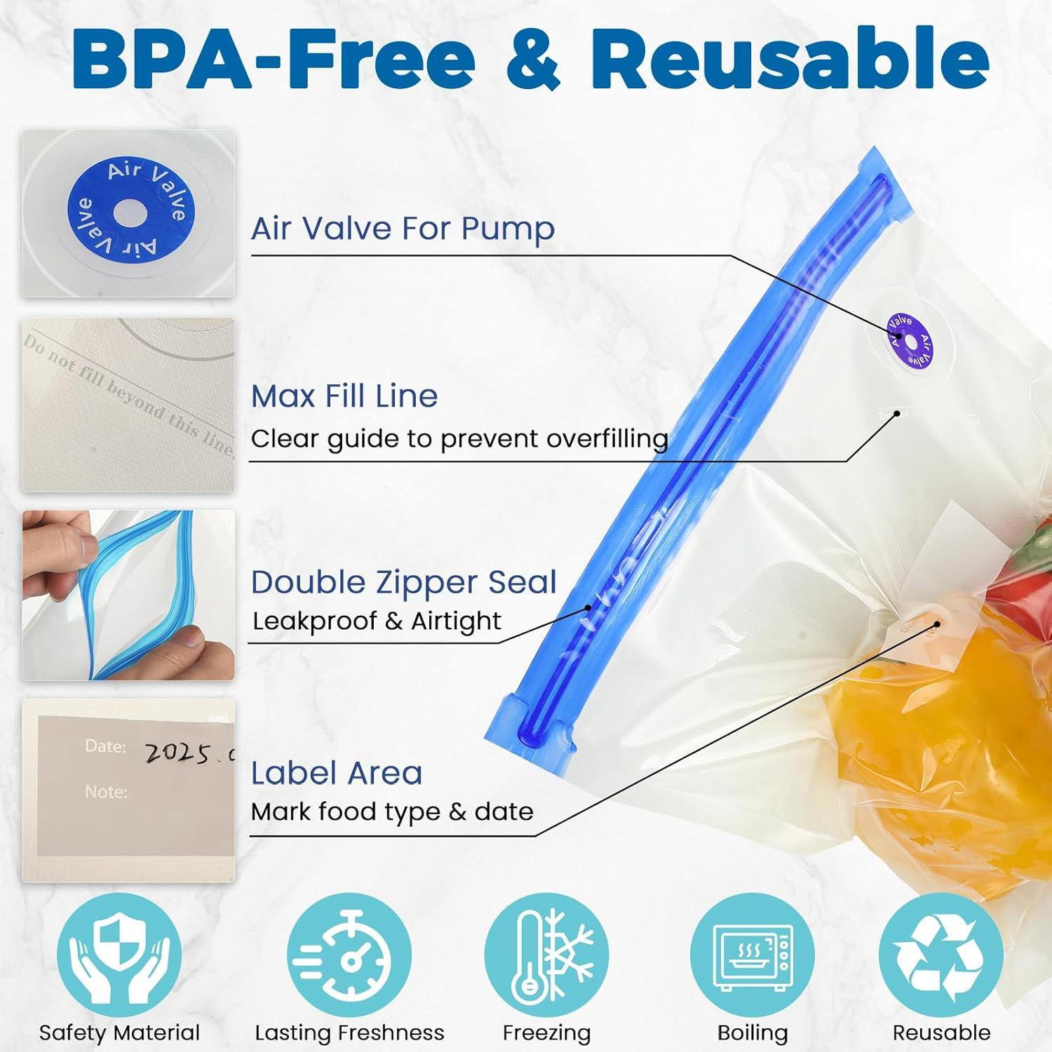 Sellador de Vacío Portátil ZABINS + 40 Bolsas Reutilizables