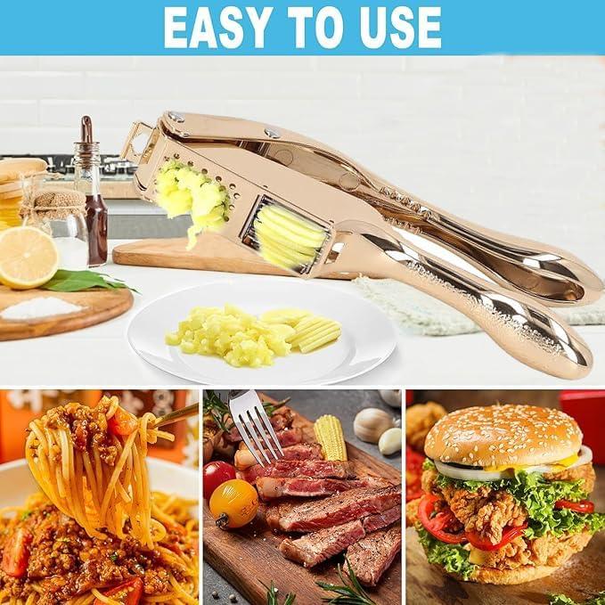 Prensa y Cortador de Ajo 2 en 1 ANCQMI Dorado Apto Lavavajillas