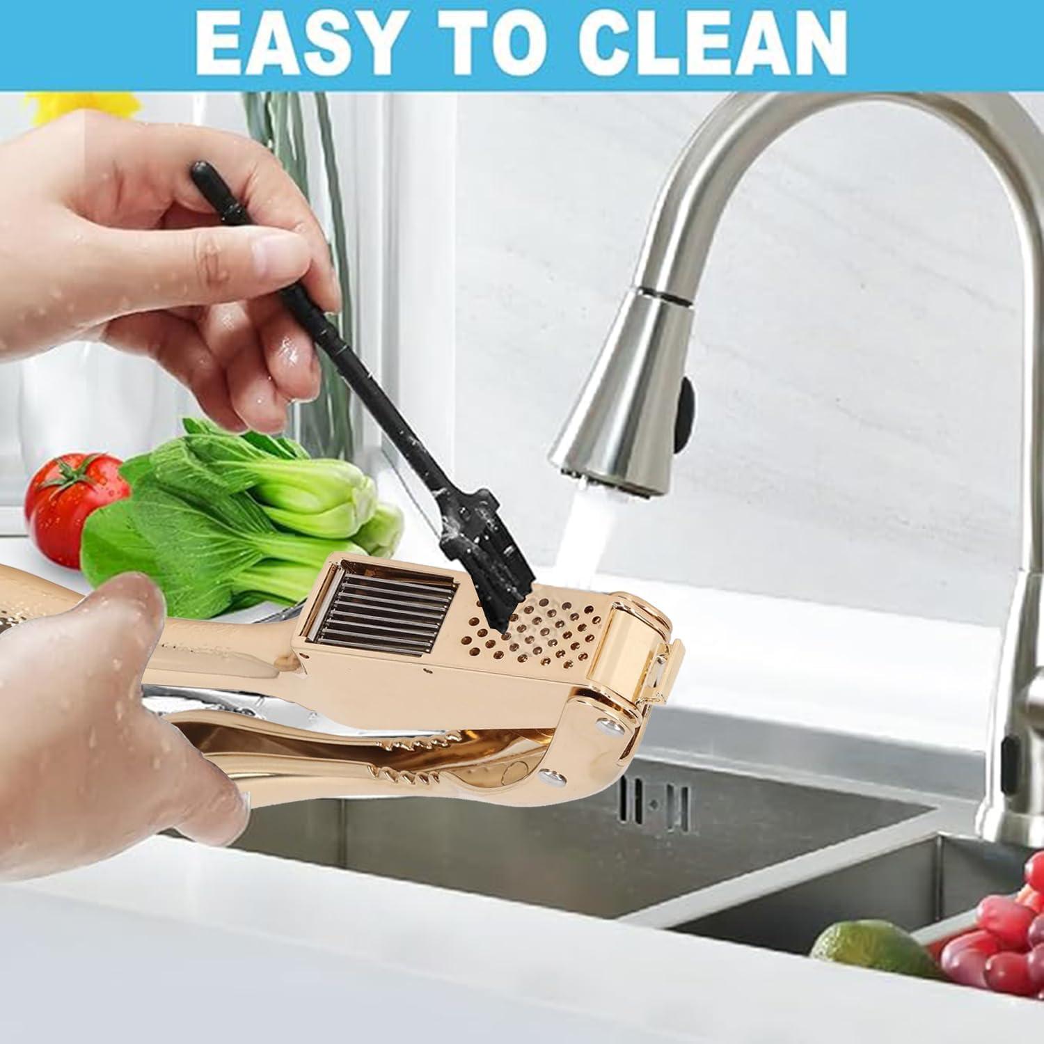 Prensa y Cortador de Ajo 2 en 1 ANCQMI Dorado Apto Lavavajillas