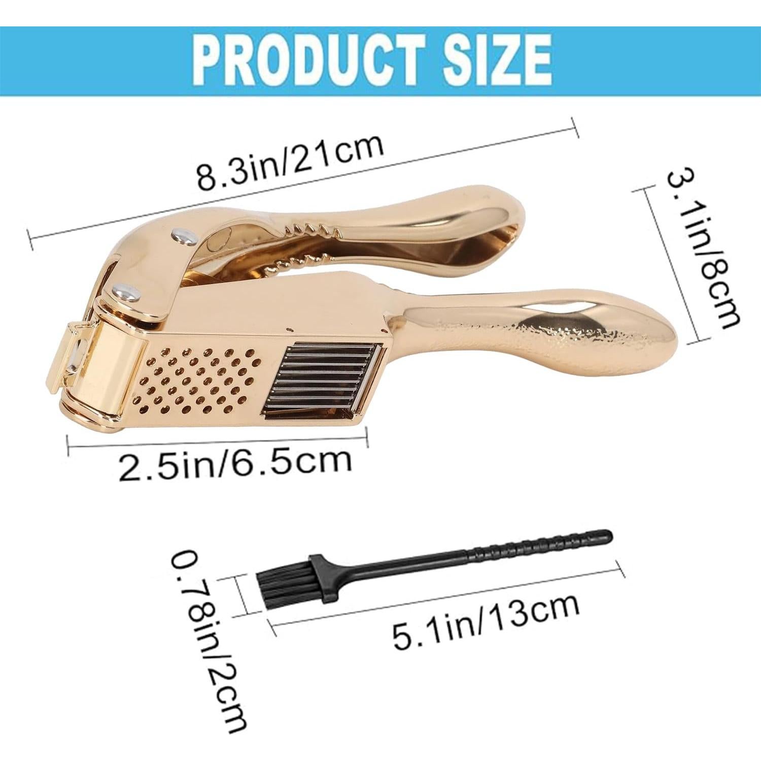 Prensa y Cortador de Ajo 2 en 1 ANCQMI Dorado Apto Lavavajillas