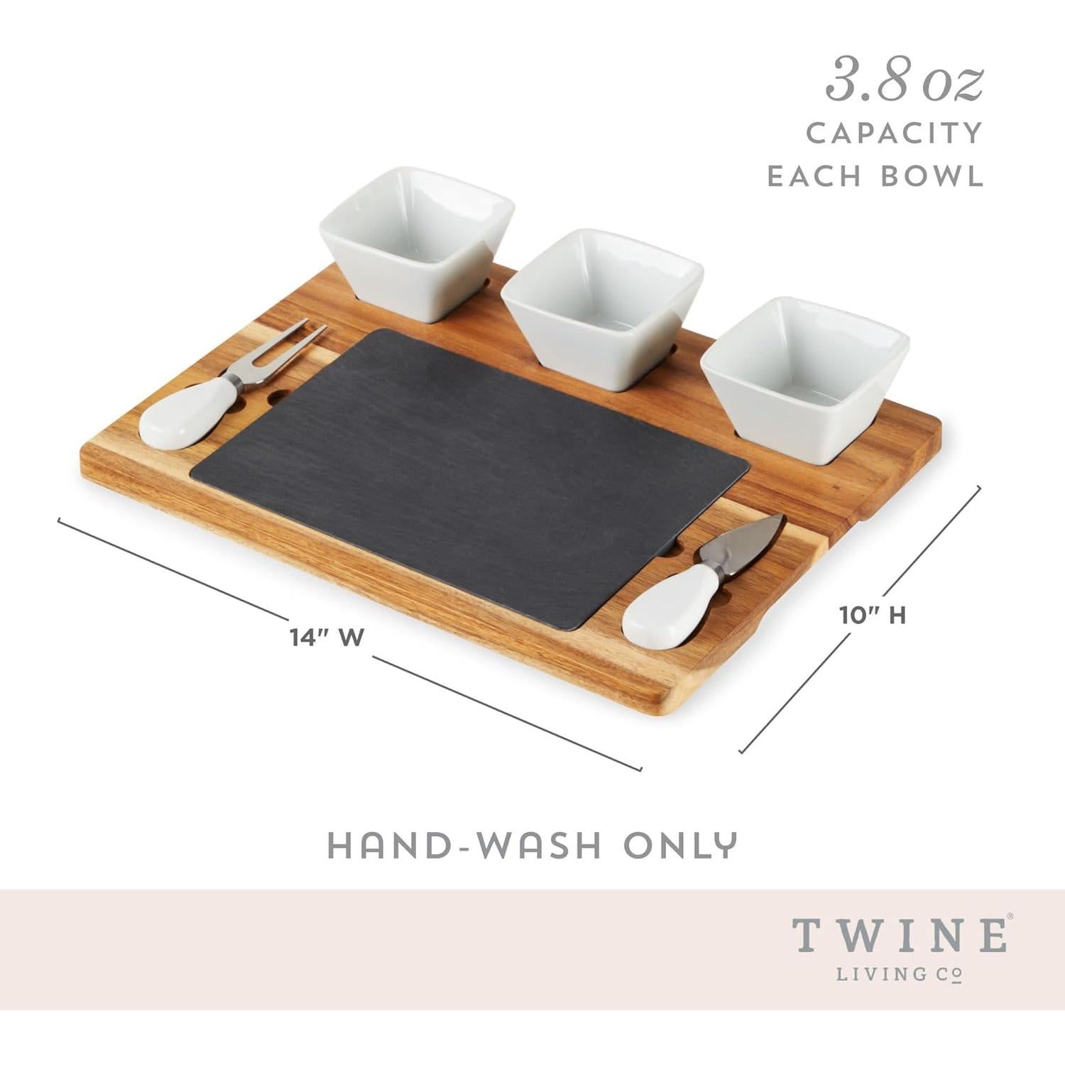 Juego de Tabla de Queso de Acacia y Pizarra Twine - 7 Piezas