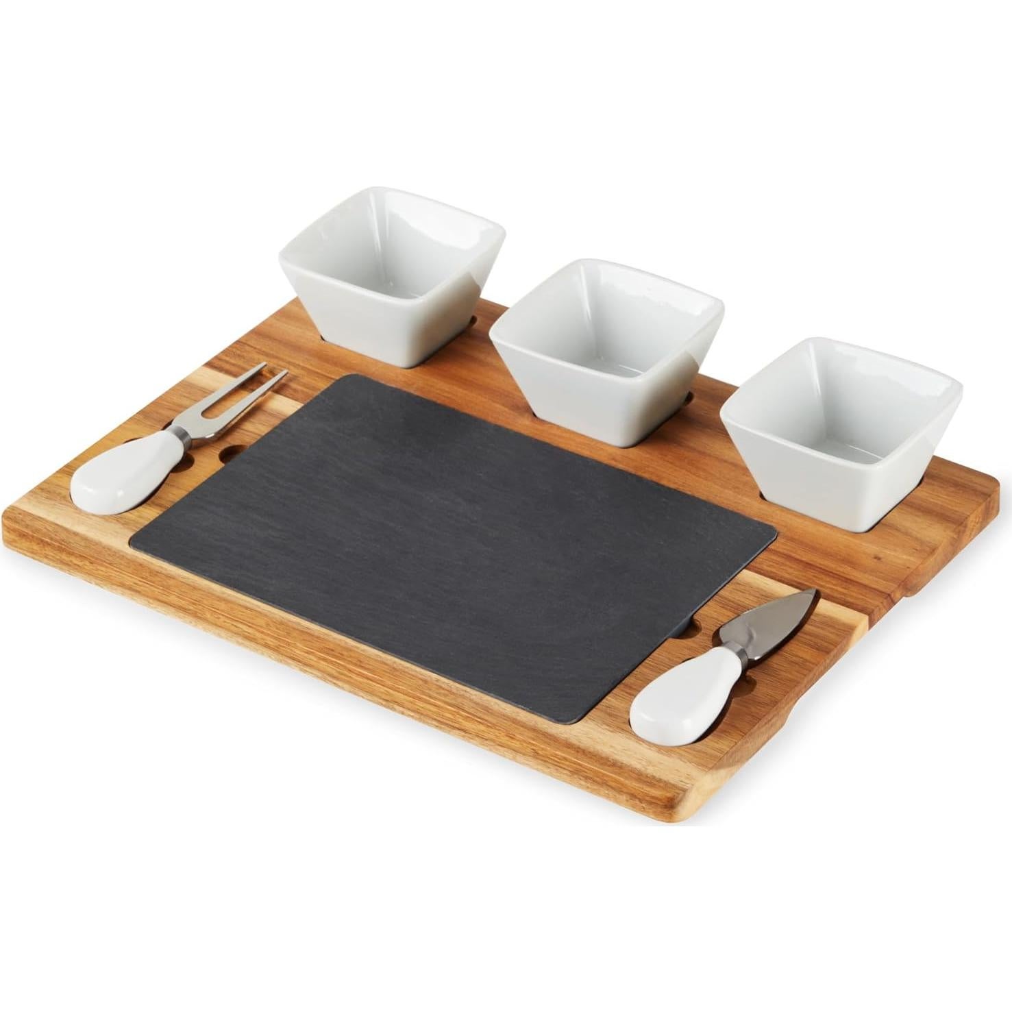 Juego de Tabla de Queso de Acacia y Pizarra Twine - 7 Piezas