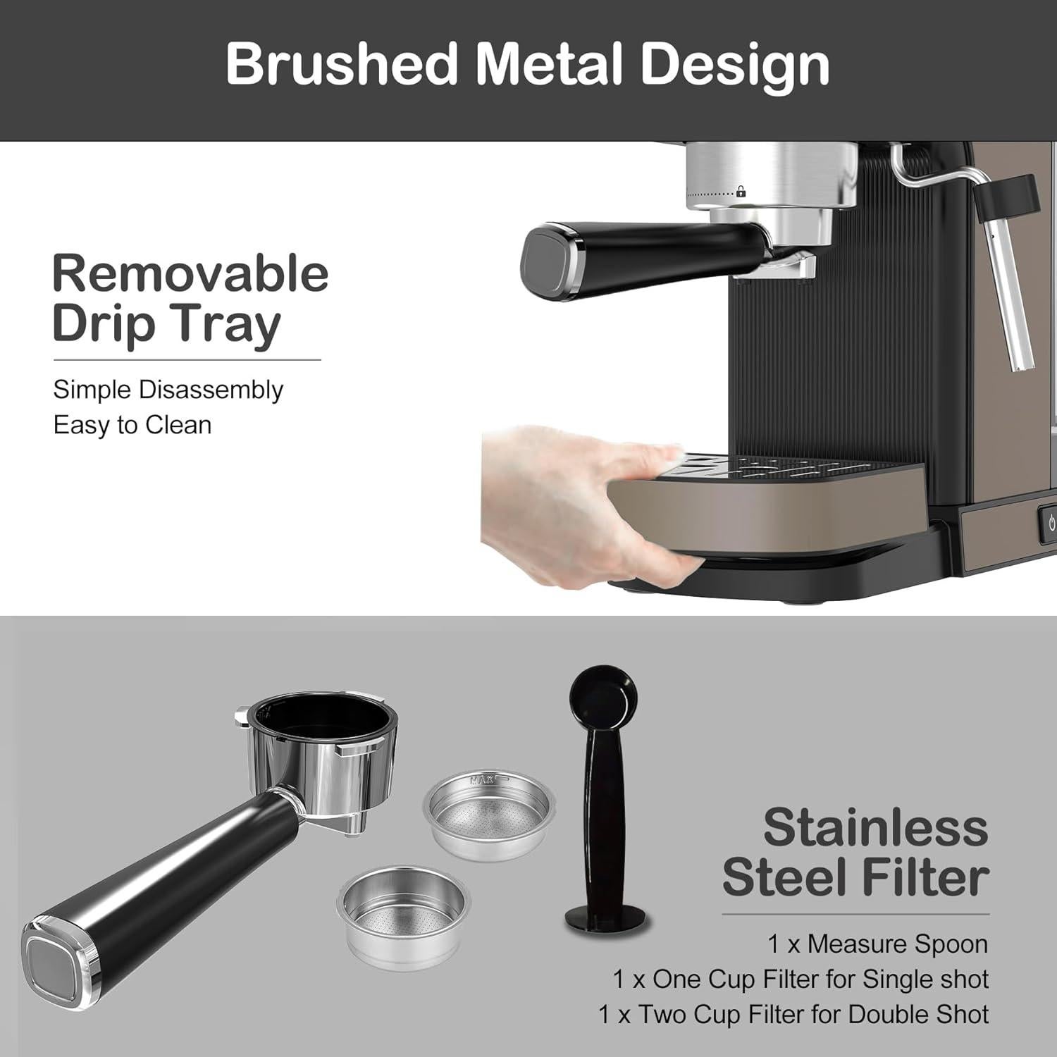 Máquina de café espresso VEGETA 1350W 20 bares con espumador