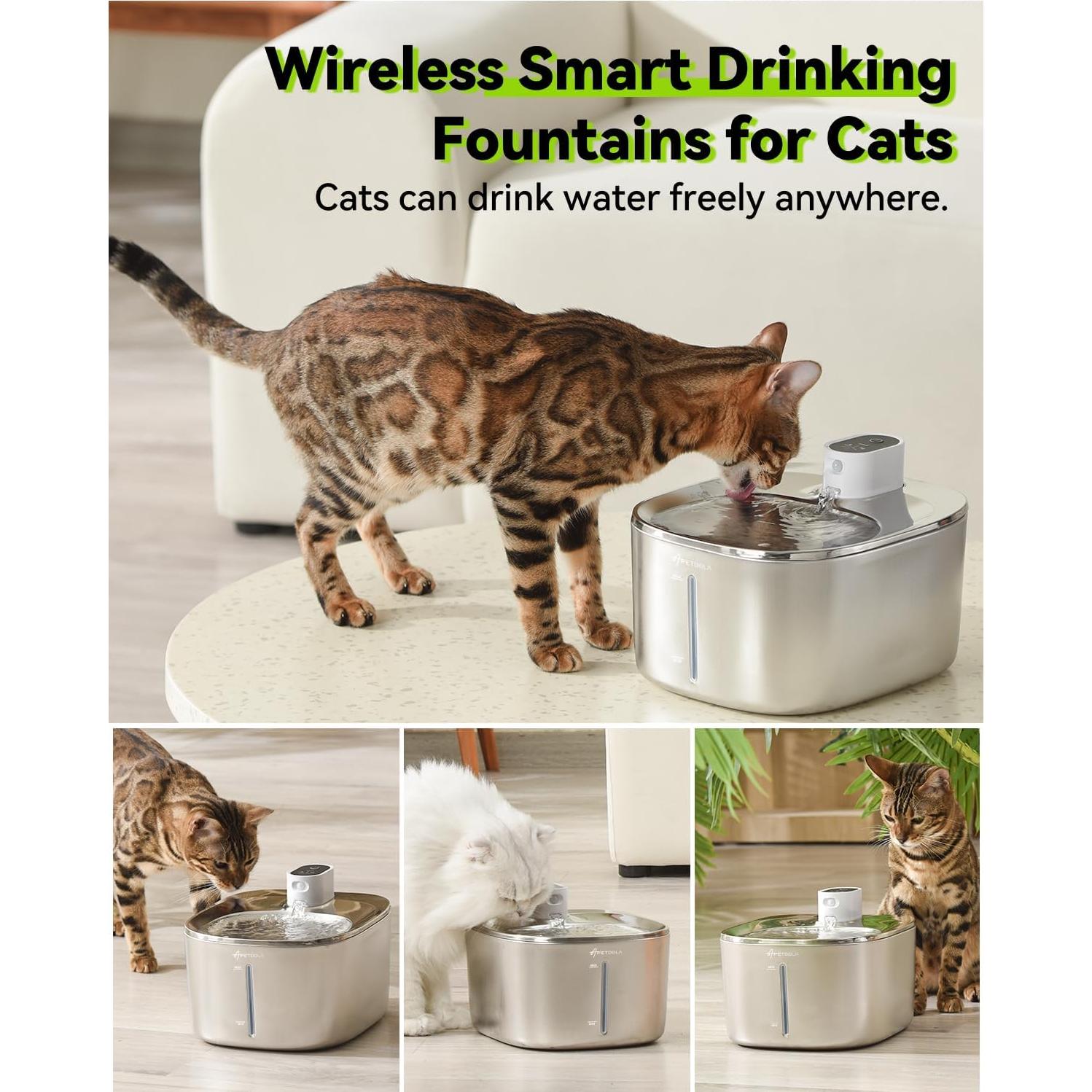 Fuente de Agua Inalámbrica APETDOLA 4L para Gatos y Perros