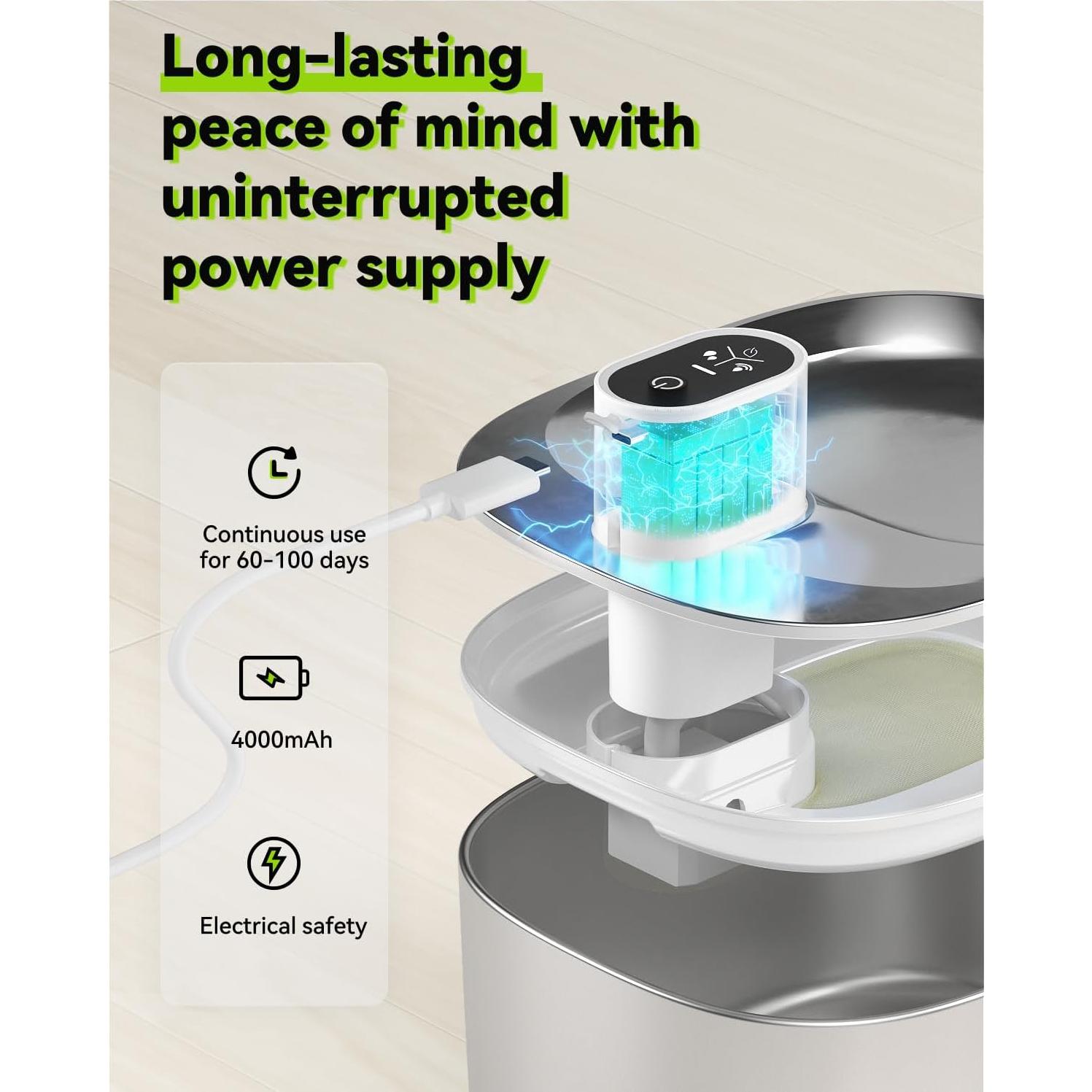 Fuente de Agua Inalámbrica APETDOLA 4L para Gatos y Perros