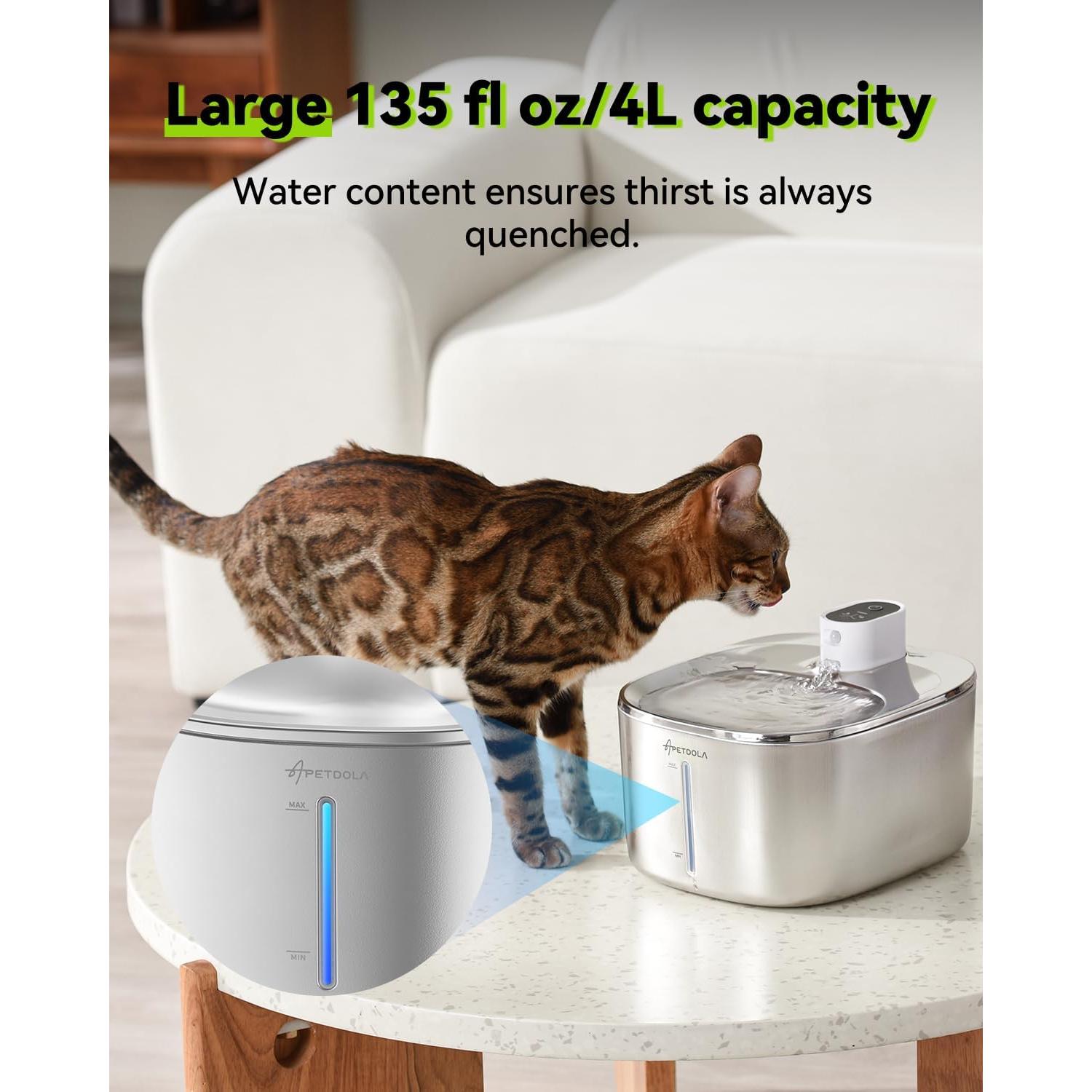 Fuente de Agua Inalámbrica APETDOLA 4L para Gatos y Perros