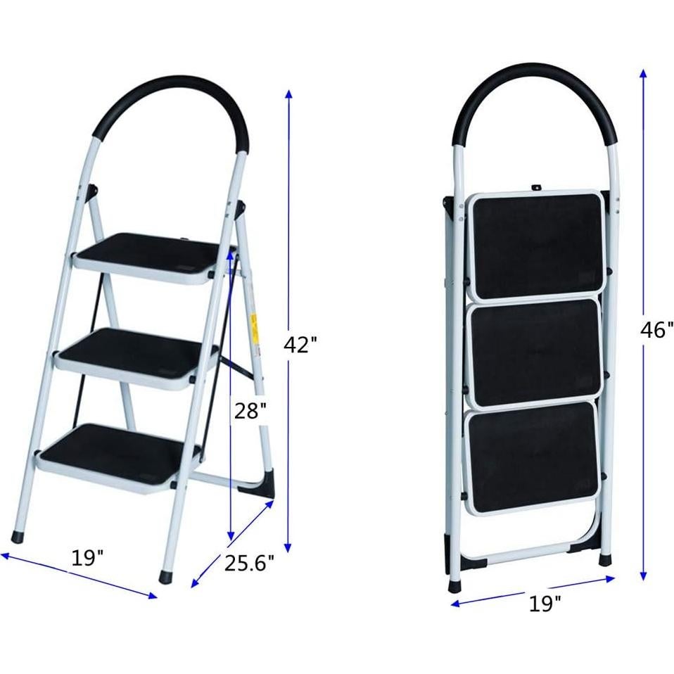 Escalera Plegable Good Life 3 Pasos Acero 300 kg Antideslizante