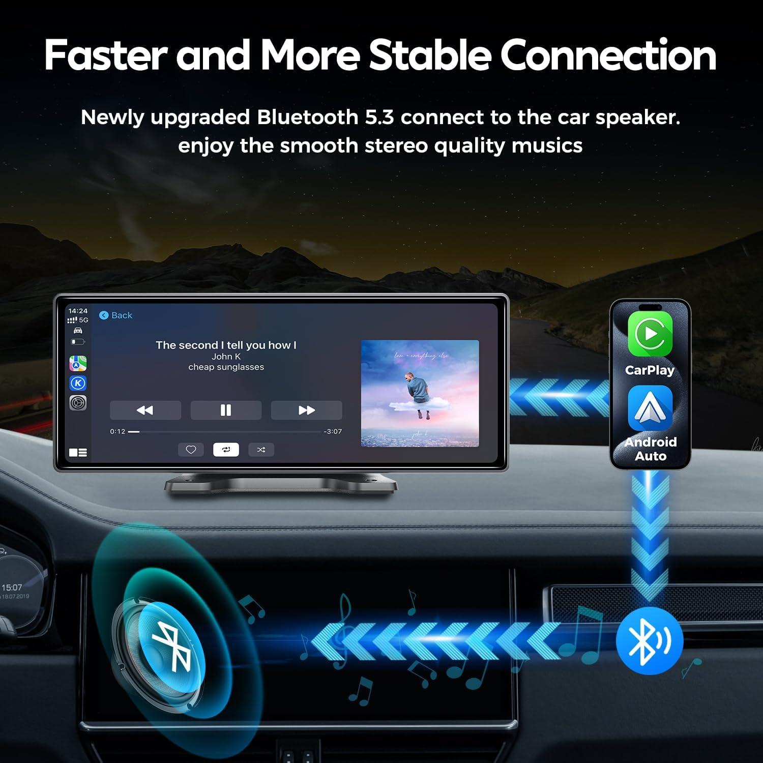 Pantalla Inalámbrica 10.26" JATAZA CarPlay y Android Auto