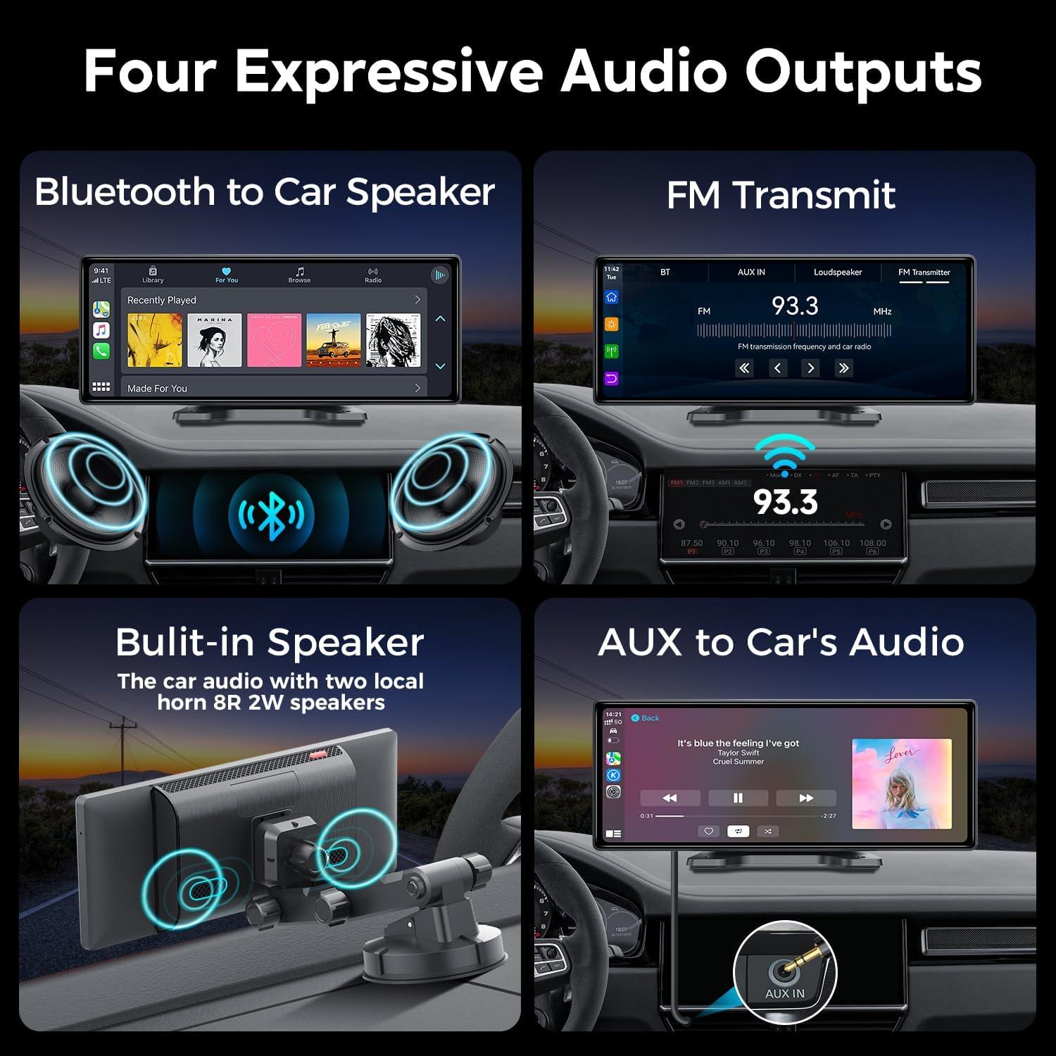 Pantalla Inalámbrica 10.26" JATAZA CarPlay y Android Auto