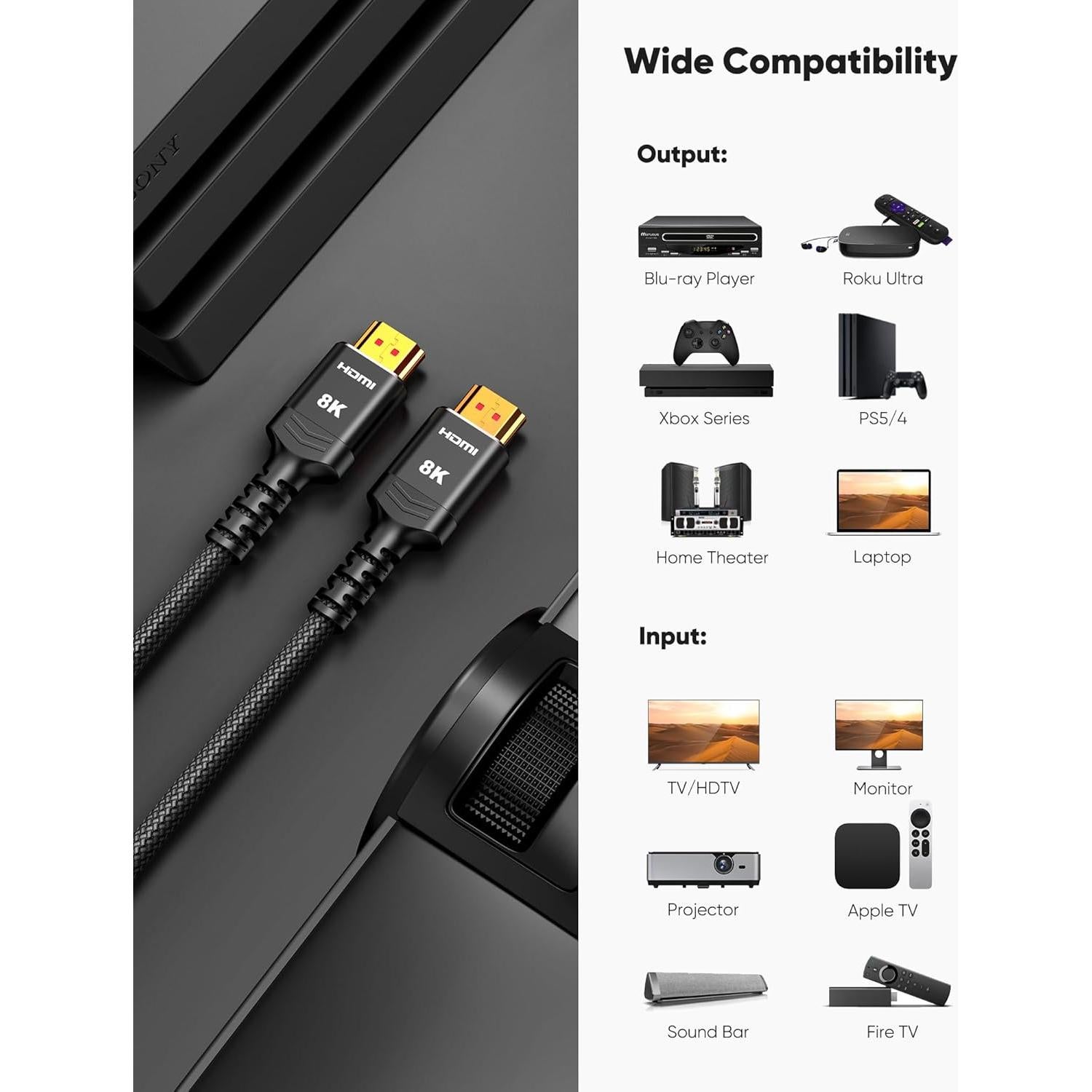 Cables HDMI 2.1 Highwings 0.5M 2-Pack Ultra Alta Velocidad