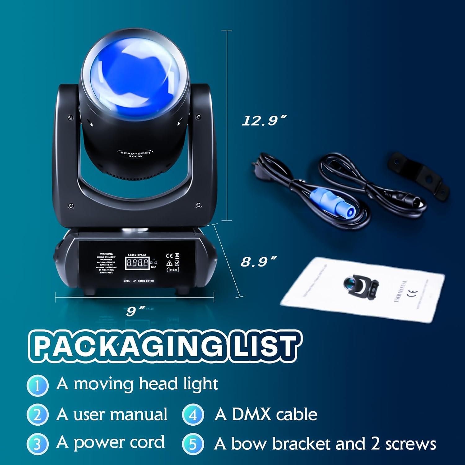 Cabeza Móvil LED 200W XFALIGHTS con 14 Gobos y 11 Colores