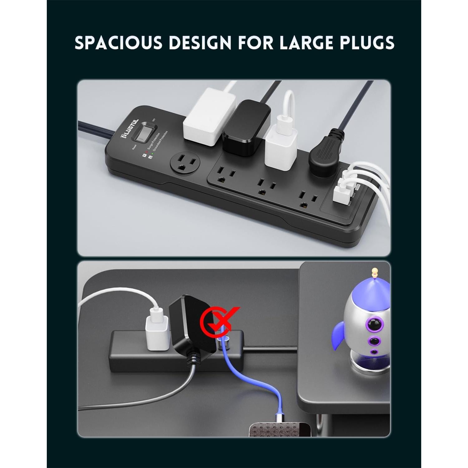 Regleta de Protección Sobretensiones PLUGTUL 8 Salidas 20W USB-C