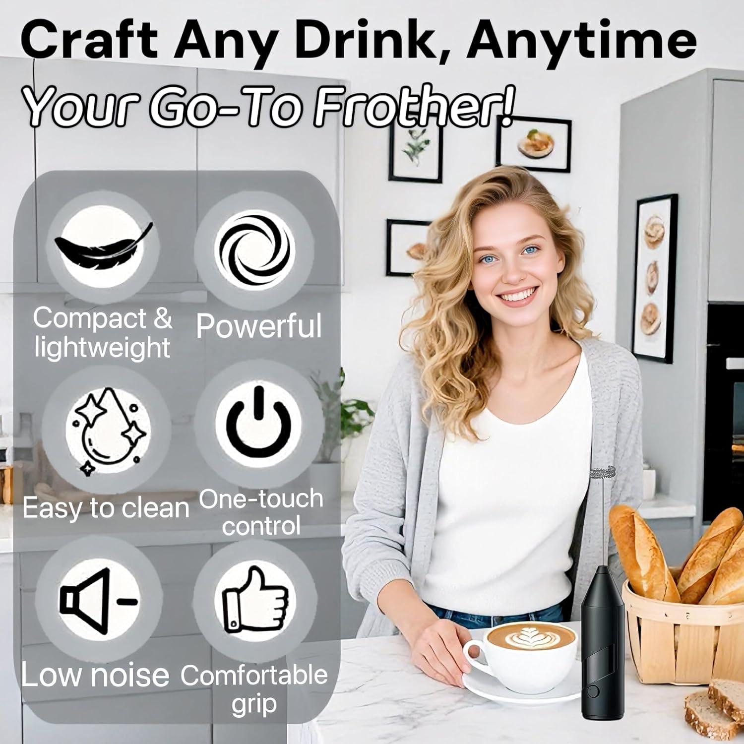 Espumador de Leche Eléctrico Bovoey 500W Negro 0.22L