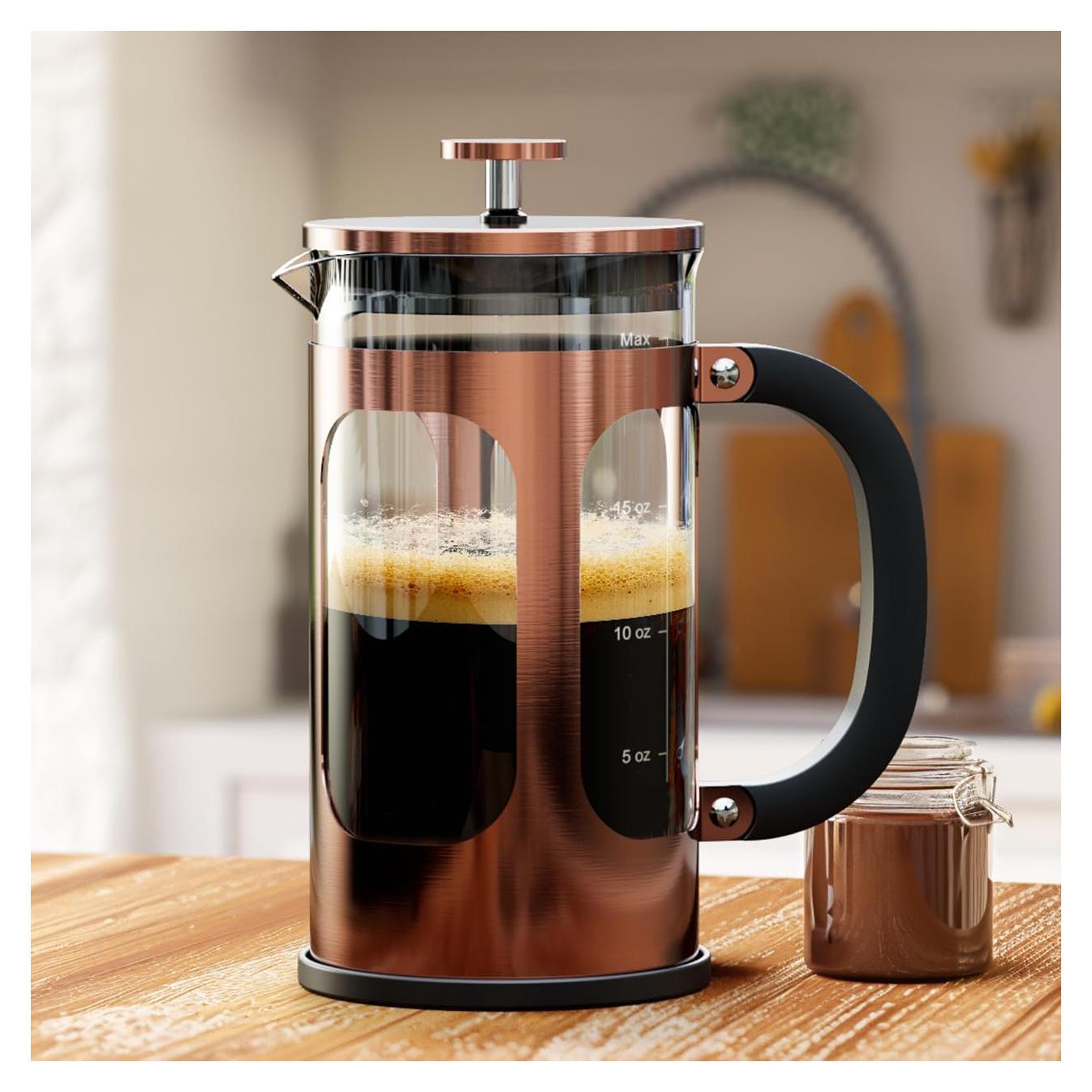 Cafetera de Émbolo BAYKA 21oz Cobre Vidrio Borosilicato