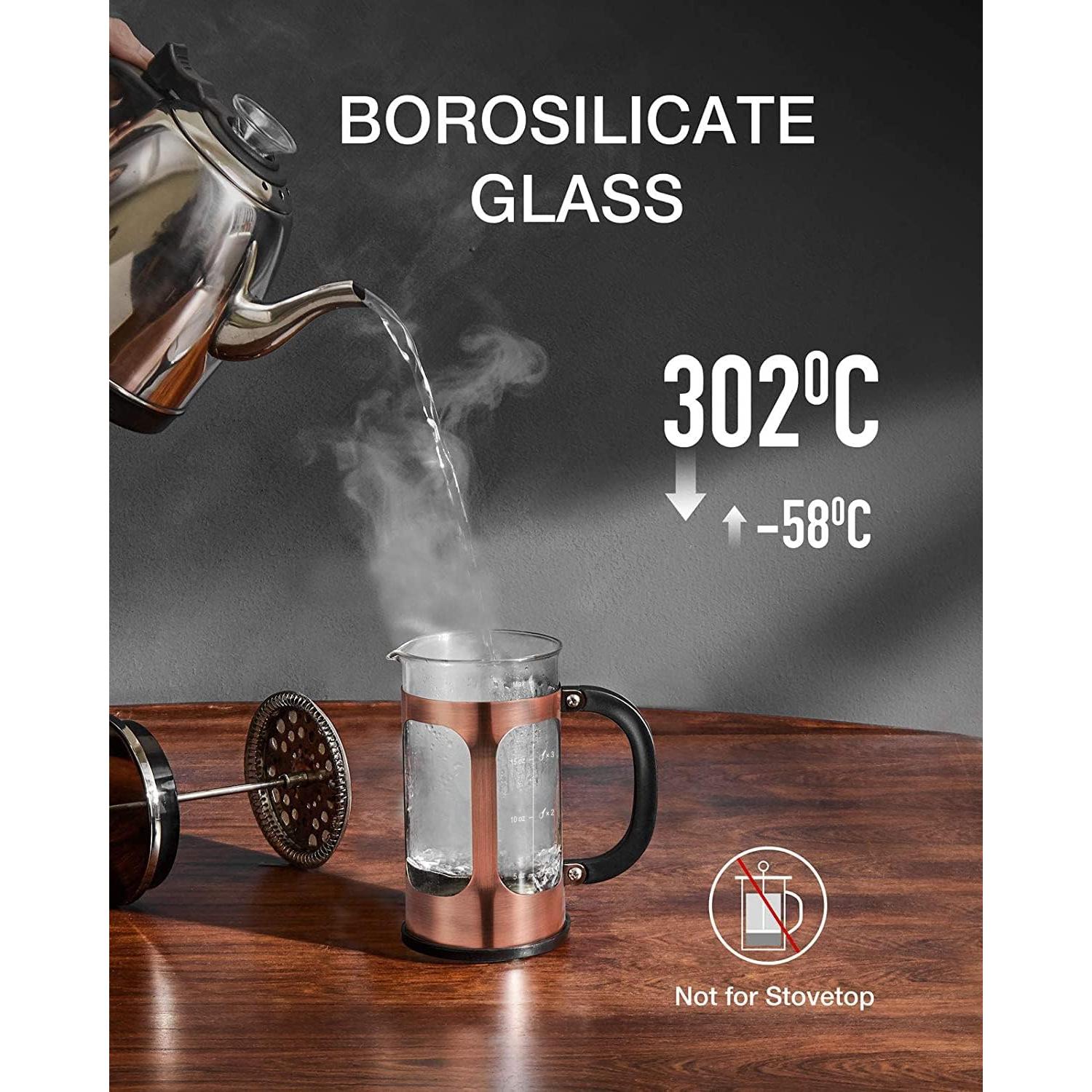 Cafetera de Émbolo BAYKA 21oz Cobre Vidrio Borosilicato