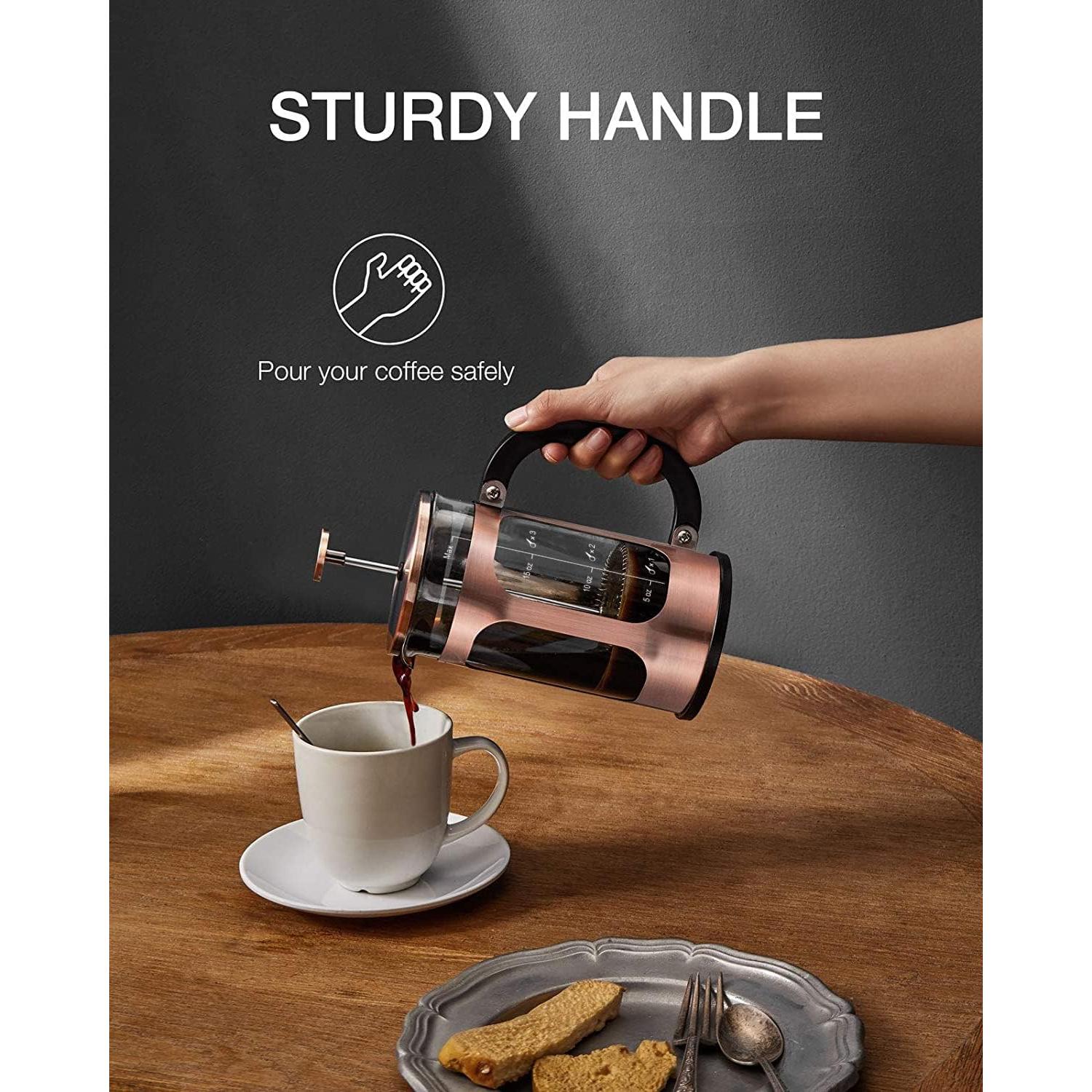 Cafetera de Émbolo BAYKA 21oz Cobre Vidrio Borosilicato