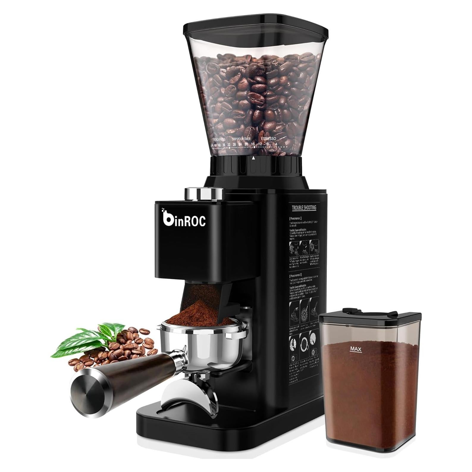 Molino de café eléctrico binROC CG202, 48 configuraciones, 250g