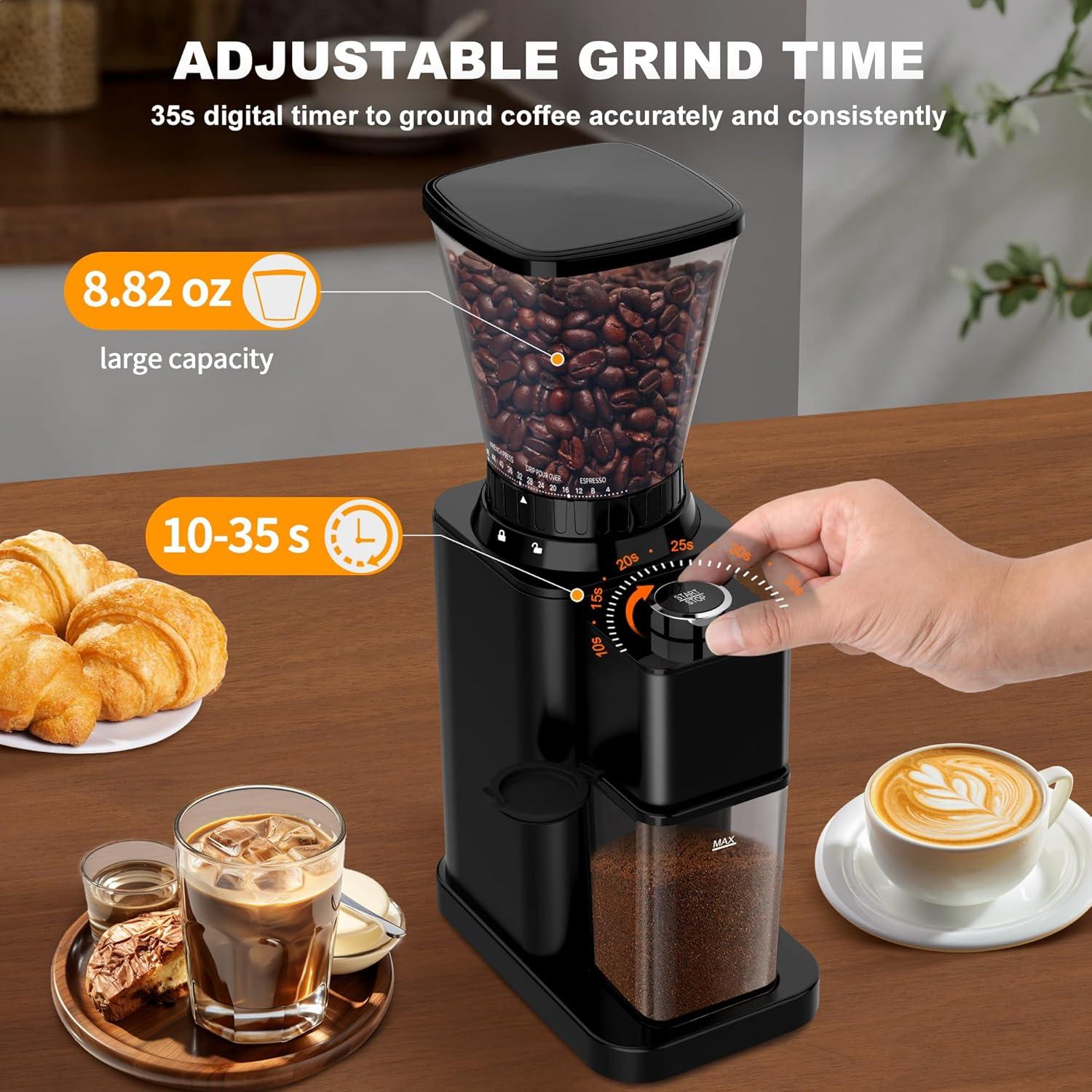 Molino de café eléctrico binROC CG202, 48 configuraciones, 250g