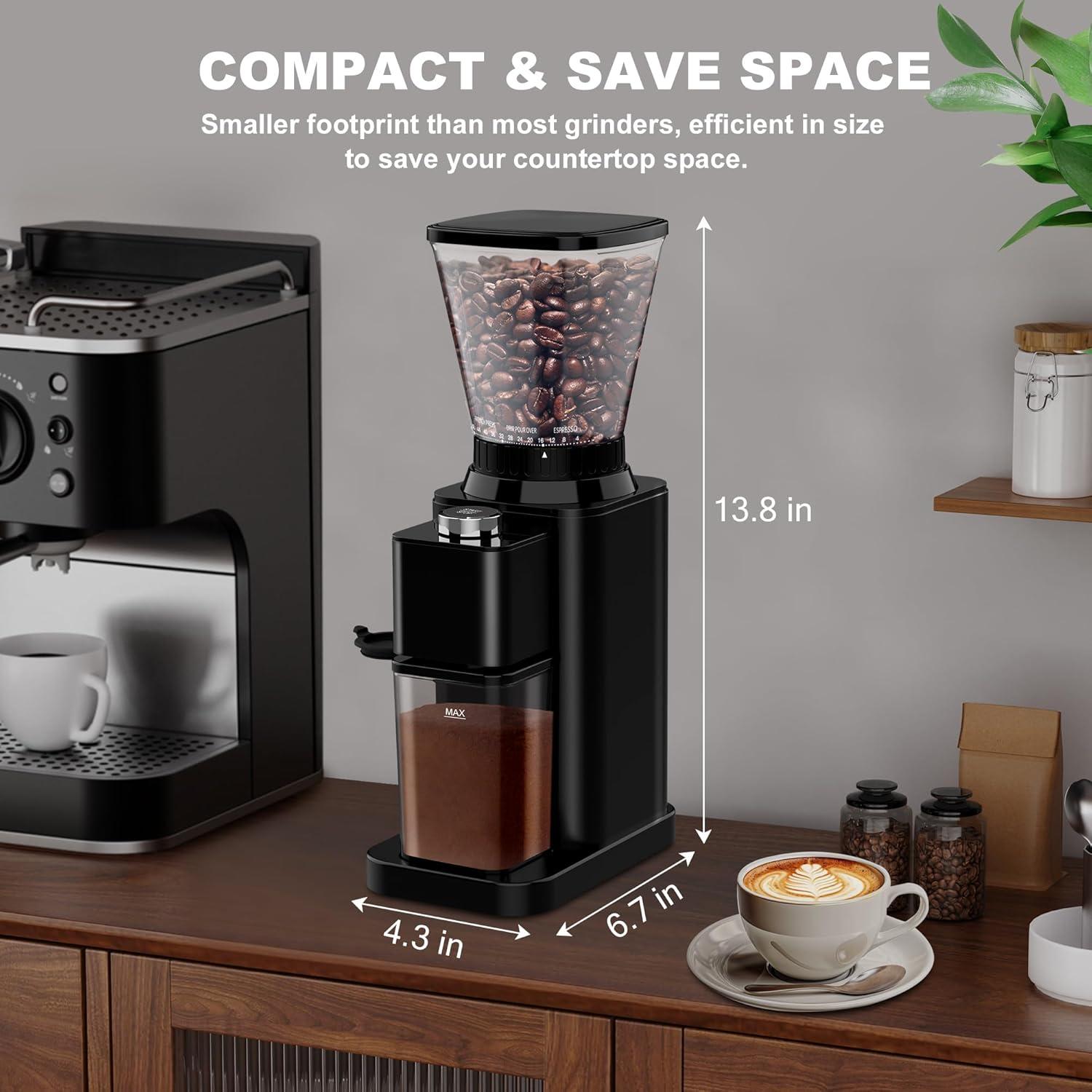 Molino de café eléctrico binROC CG202, 48 configuraciones, 250g