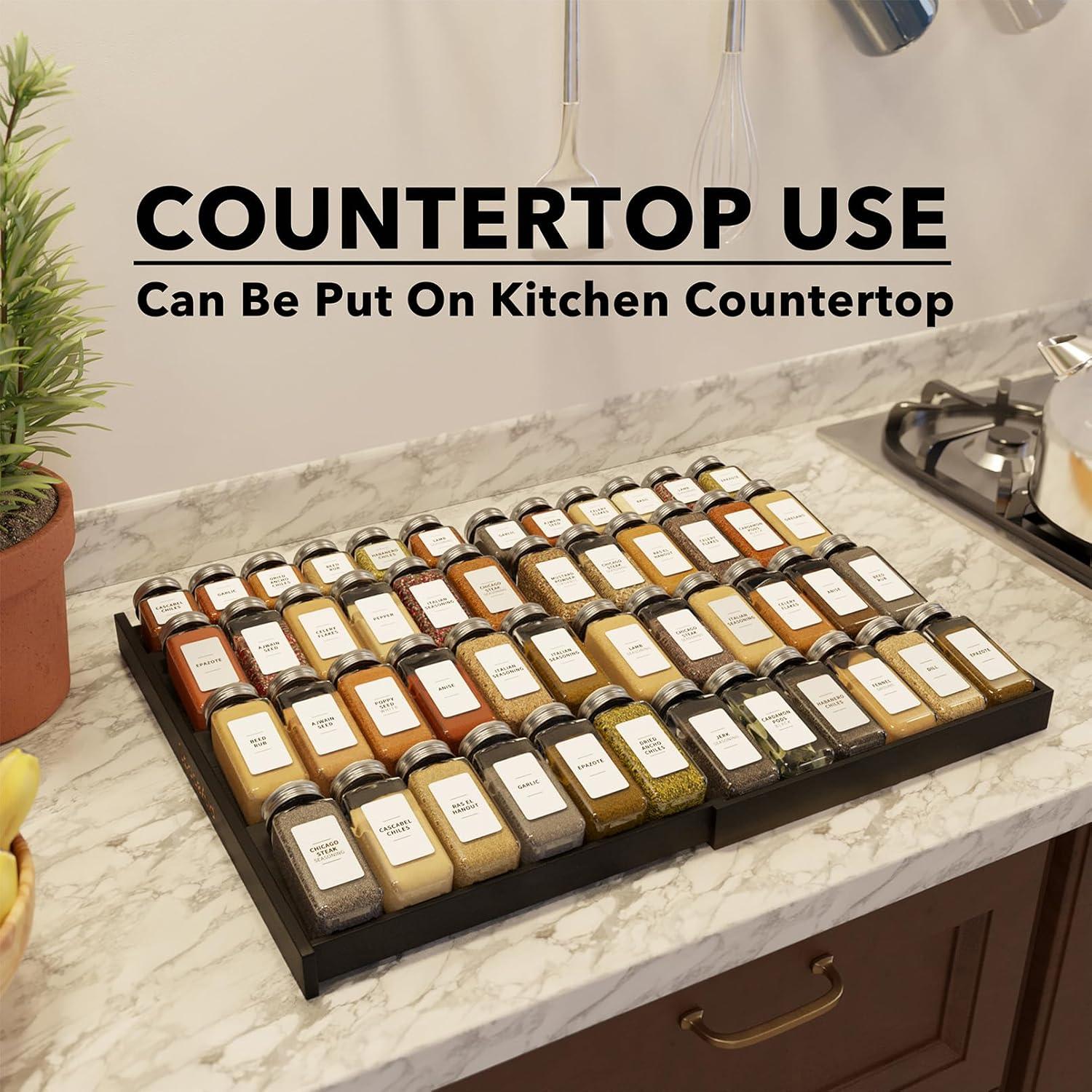 Organizador de Cajones de Especias SpaceAid de Bambú Negro 4 Niveles