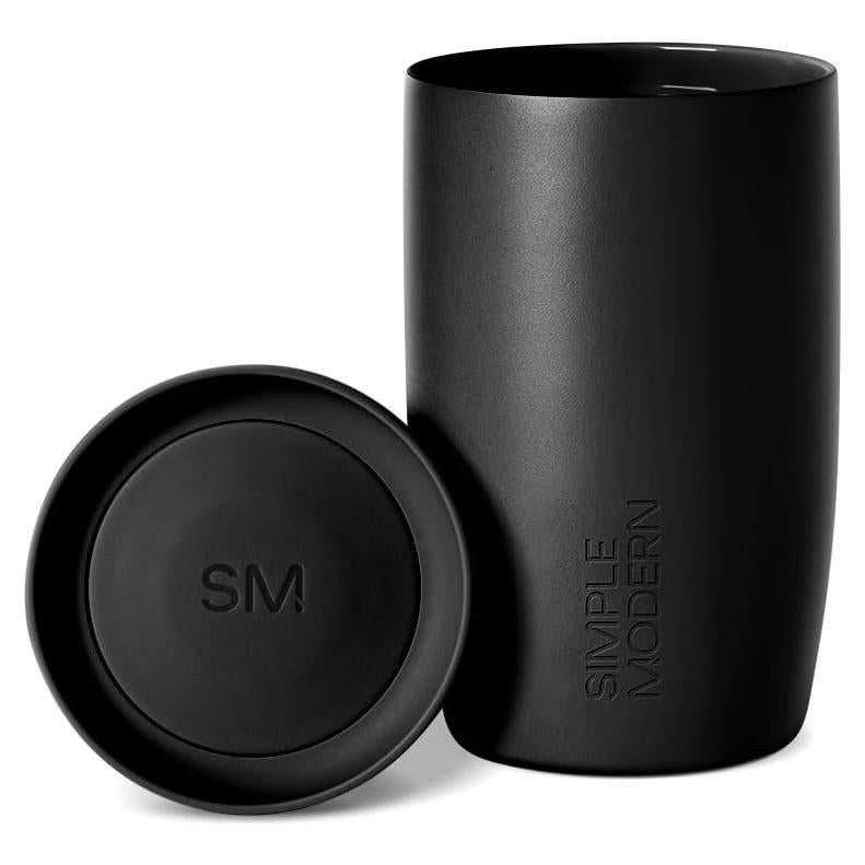 Taza de Café de Viaje Simple Modern 12oz Aislada Cerámica Negro