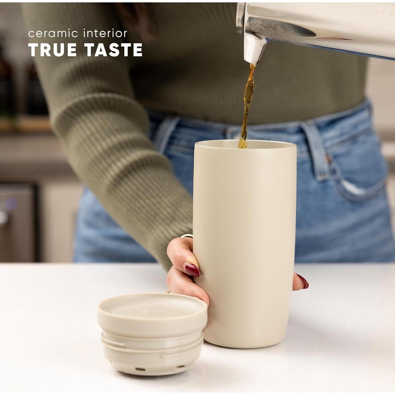 Taza de Café de Viaje Simple Modern 12oz Aislada Cerámica Negro