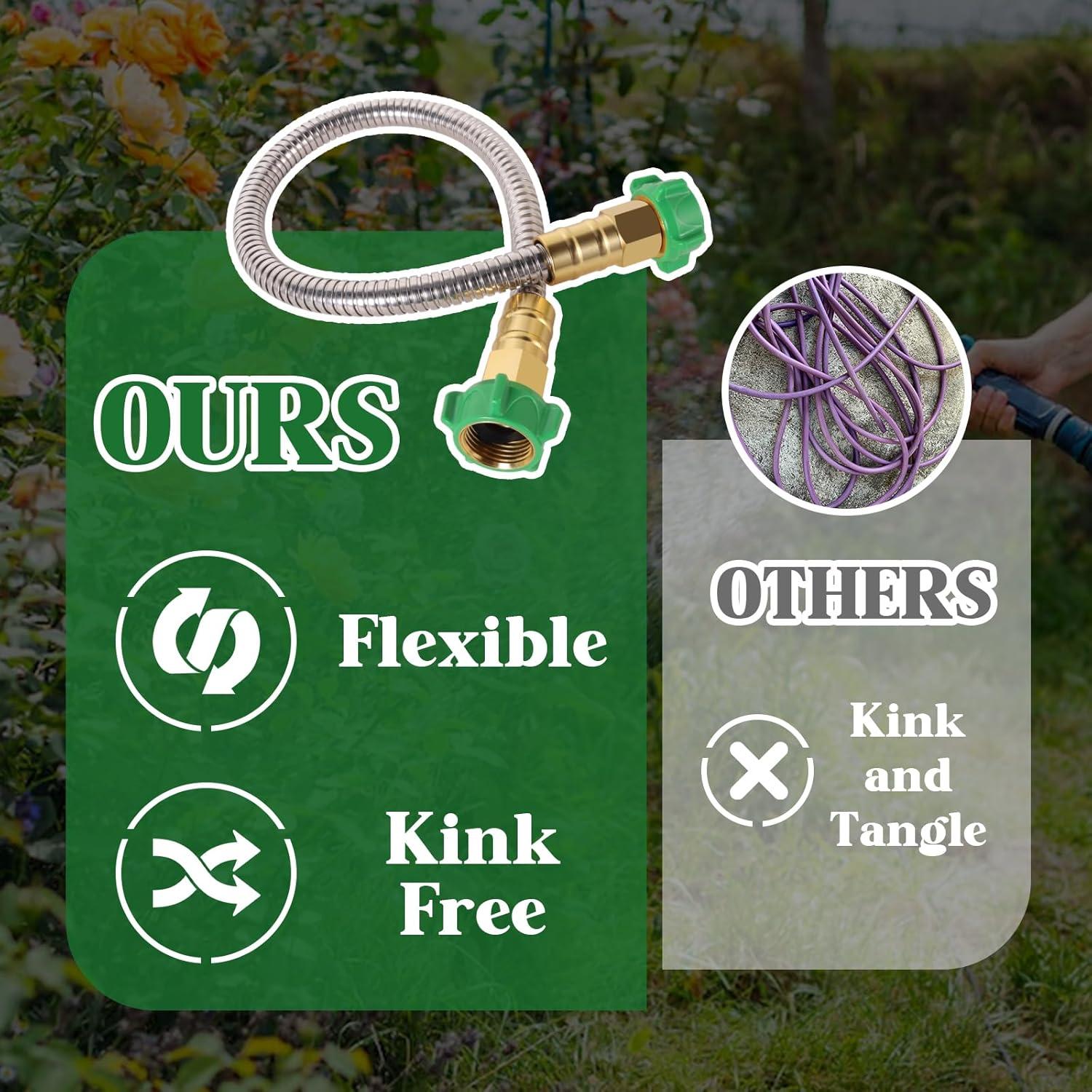 Manguera de Jardín 2FT PJT Acero Inoxidable Femenino a Femenino