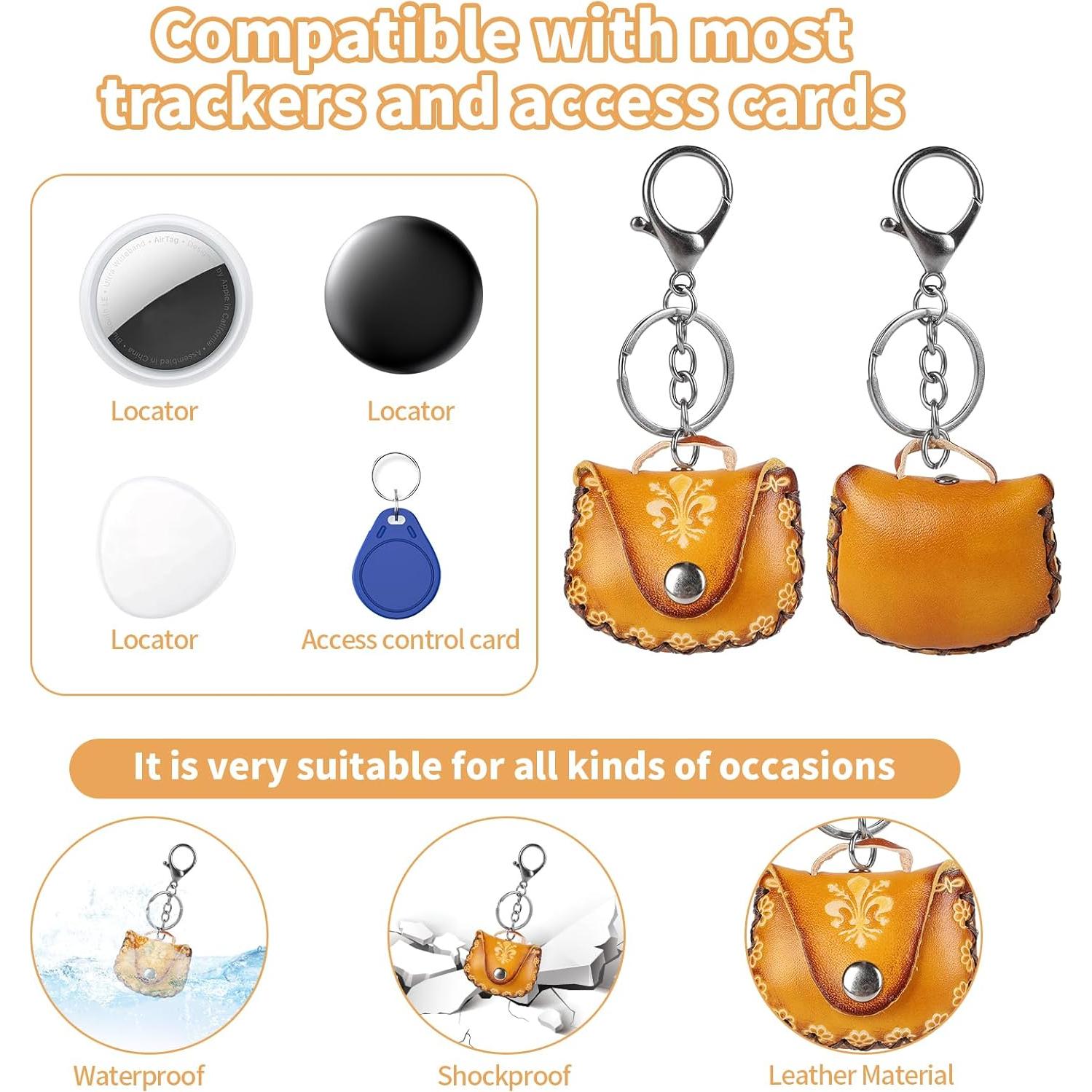 Funda de cuero genuino para AirTag ZZBBFDJY marrón vintage